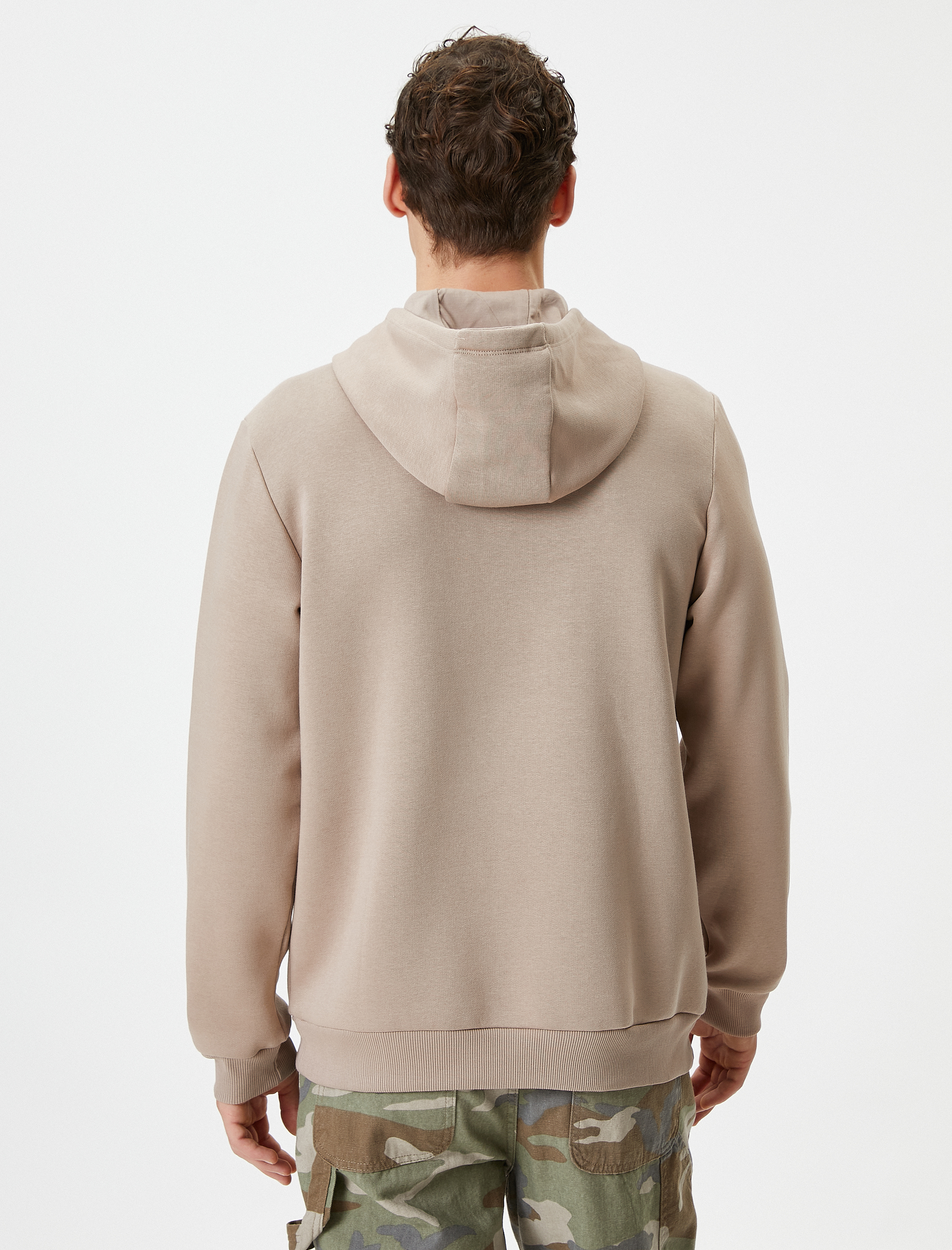   Kapşonlu Sweatshirt Kanguru Cep Detaylı Uzun Kollu Şardonlu