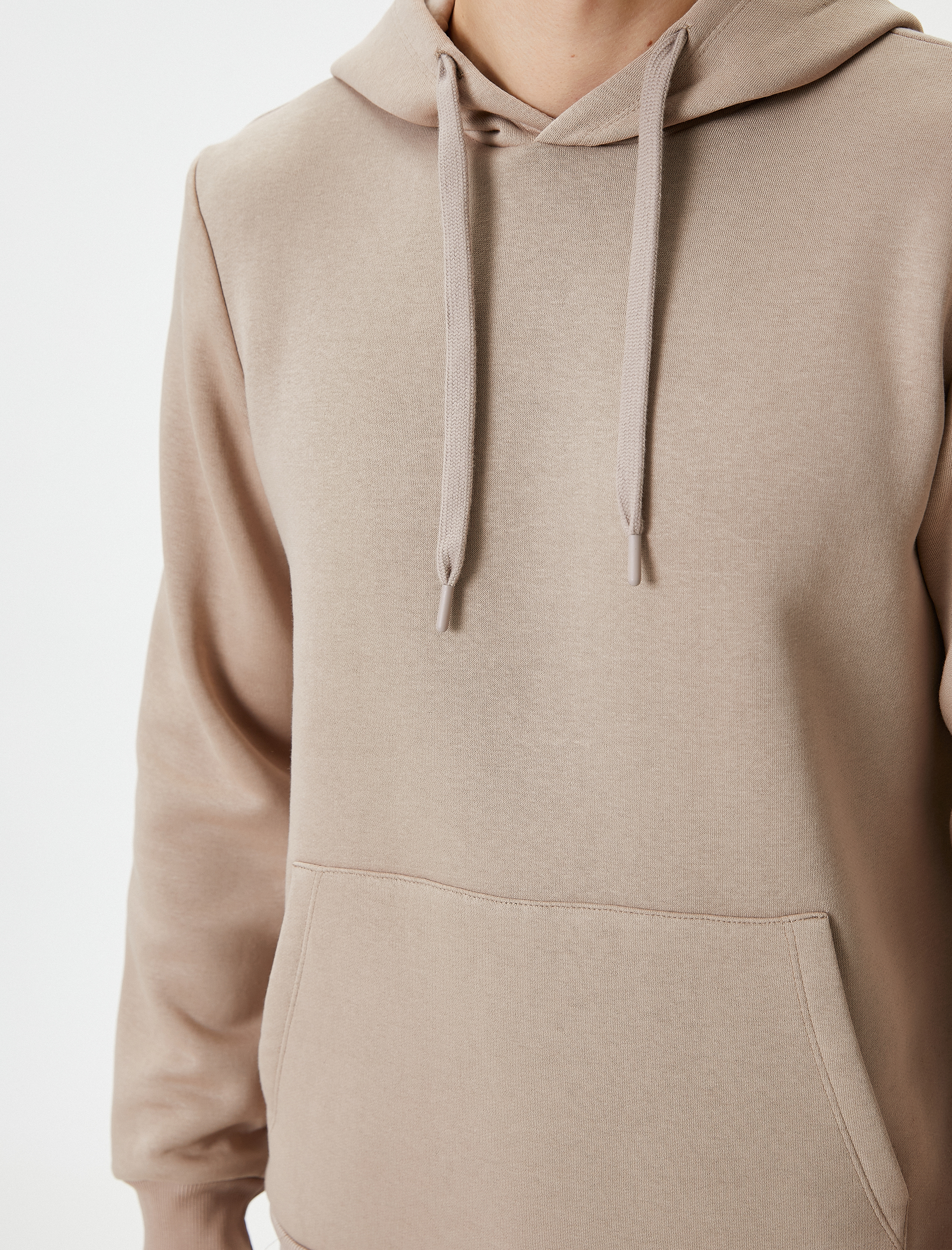   Kapşonlu Sweatshirt Kanguru Cep Detaylı Uzun Kollu Şardonlu