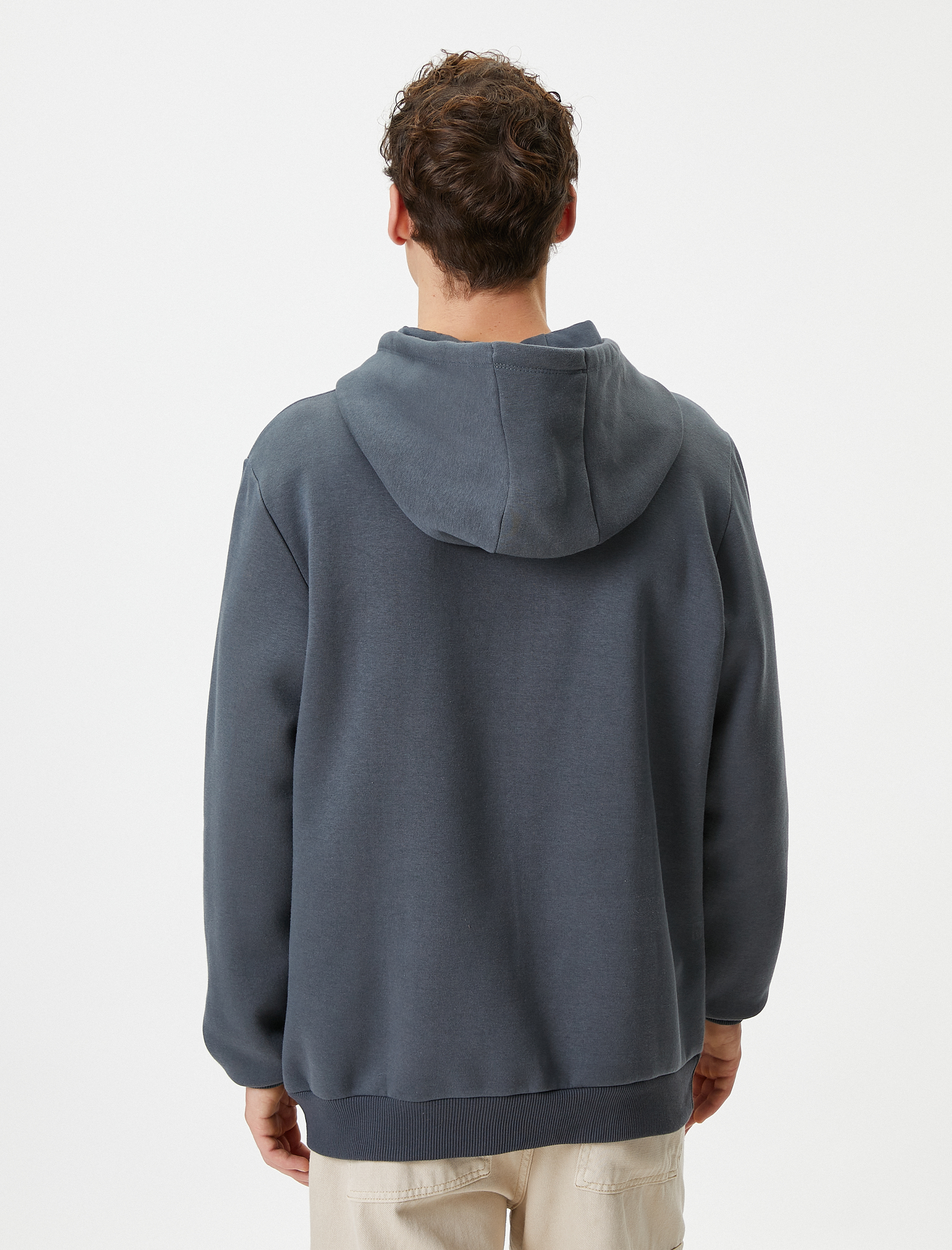   Kapşonlu Sweatshirt Kanguru Cep Detaylı Uzun Kollu Şardonlu