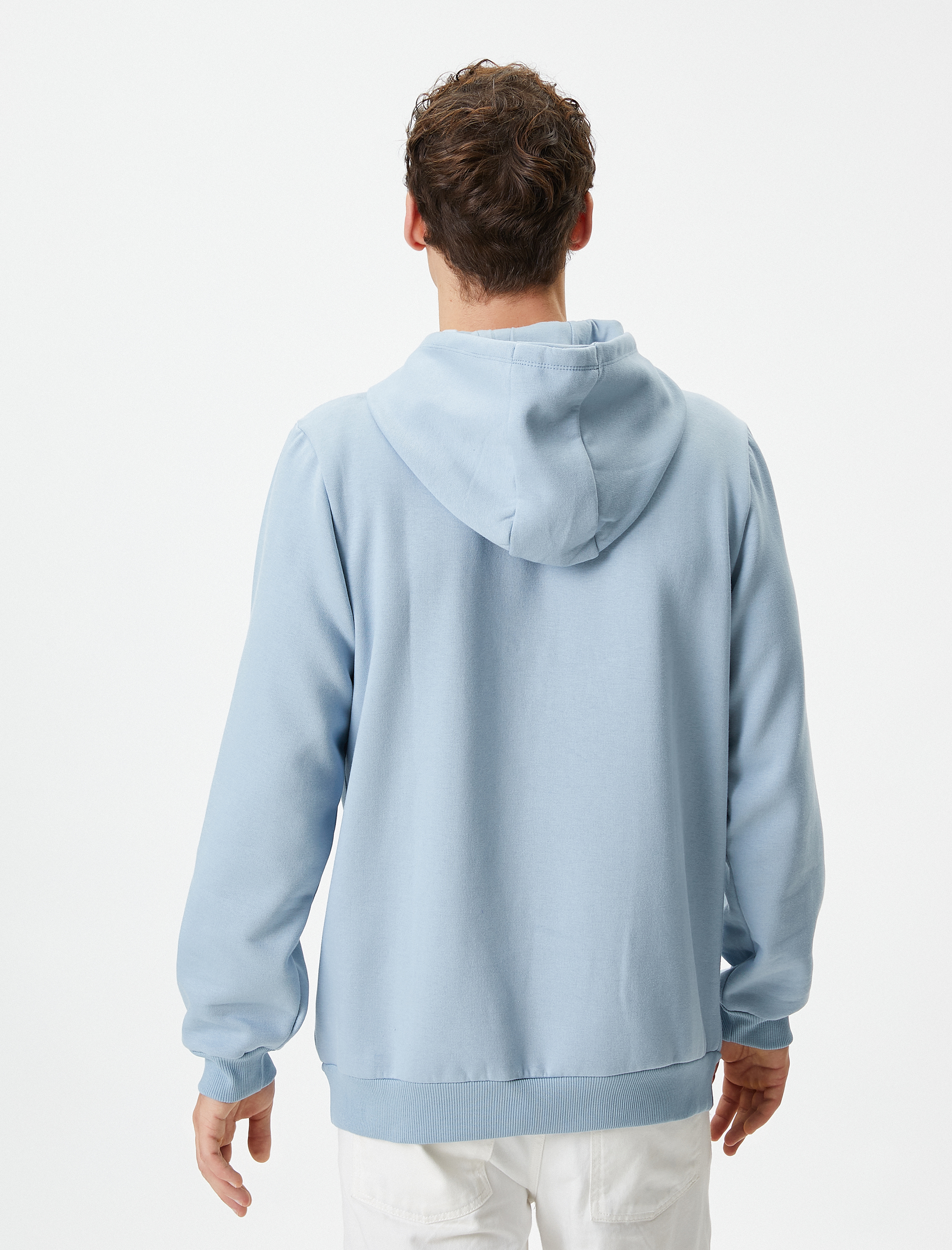   Kolej Sweatshirt Kapşonlu Slogan Baskılı Kanguru Cep Detaylı Şardonlu