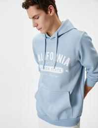 Kolej Sweatshirt Kapşonlu Slogan Baskılı Kanguru Cep Detaylı Şardonlu