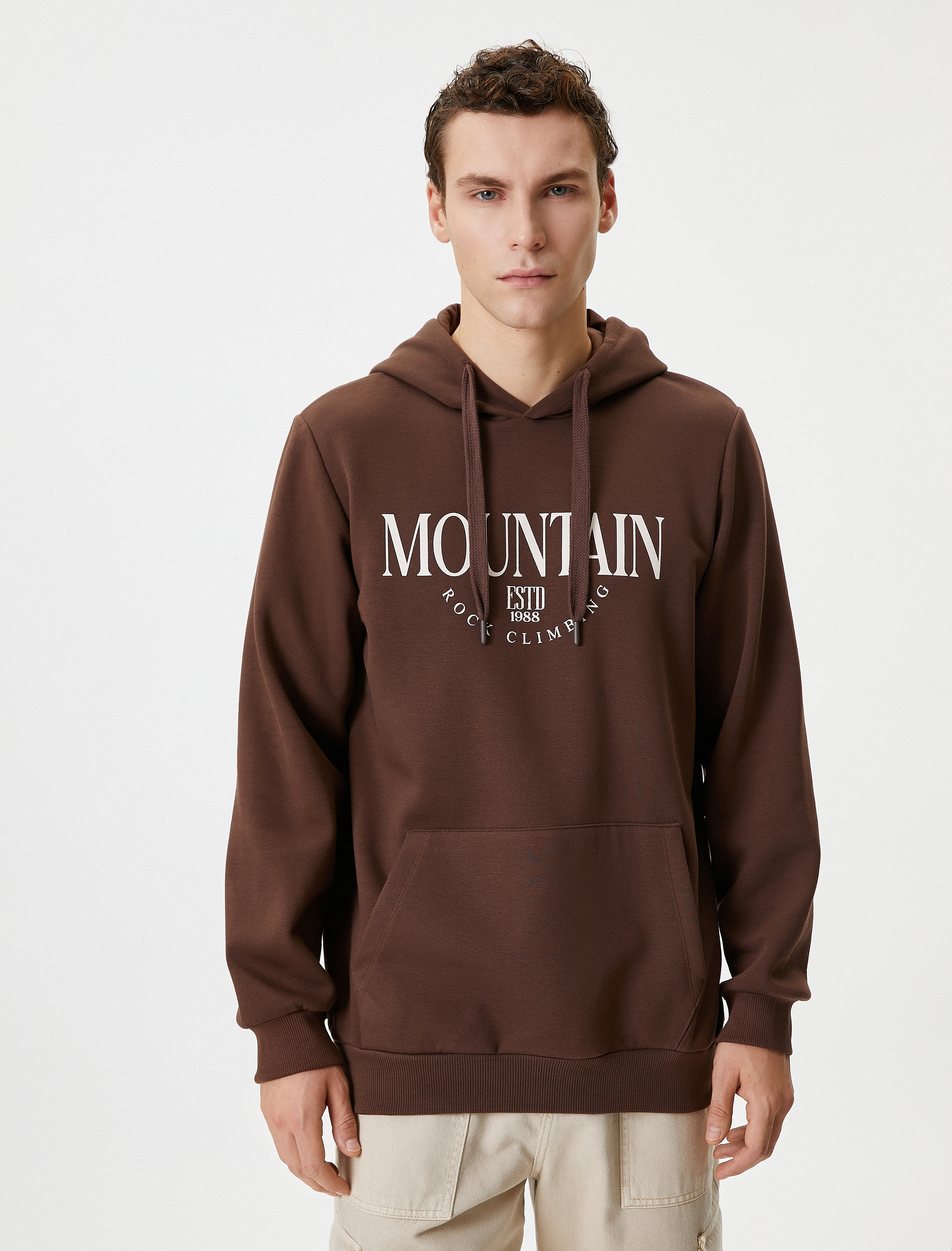 Kolej Sweatshirt Kapşonlu Slogan Baskılı Kanguru Cep Detaylı Şardonlu