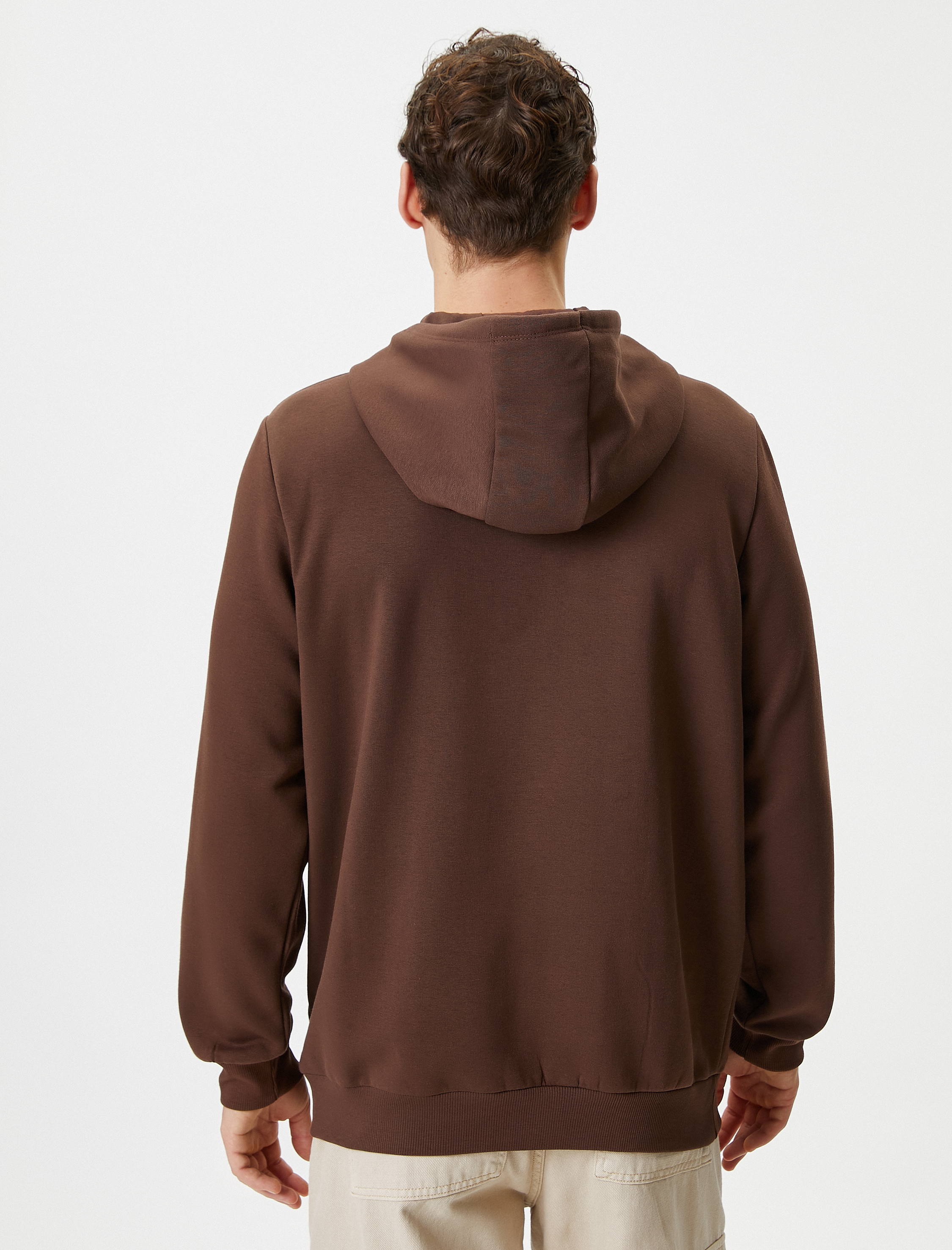 Kolej Sweatshirt Kapşonlu Slogan Baskılı Kanguru Cep Detaylı Şardonlu