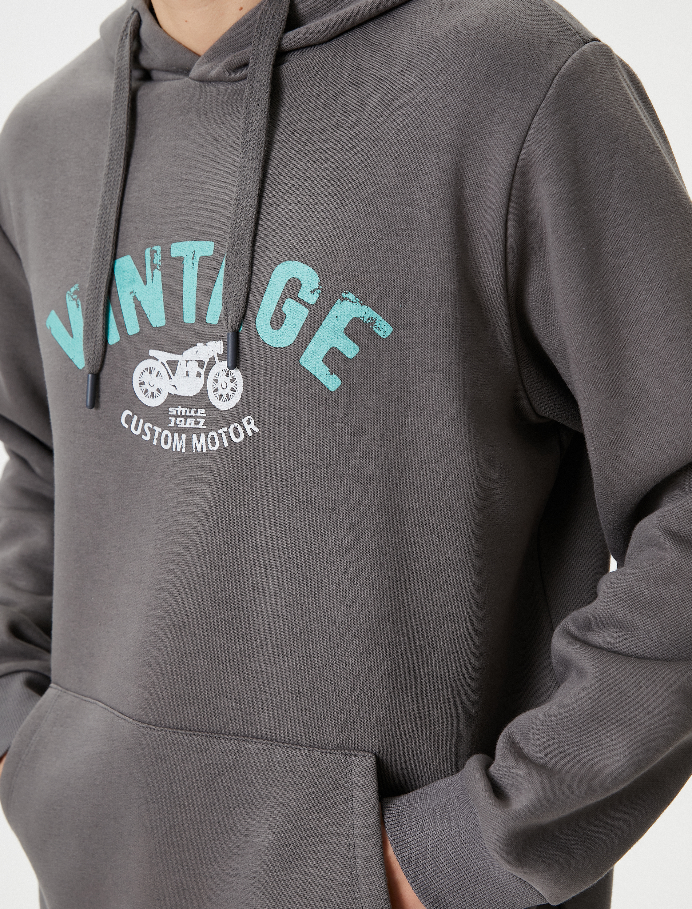 Kolej Hoodie Slogan Baskılı Kanguru Cep Detaylı Şardonlu