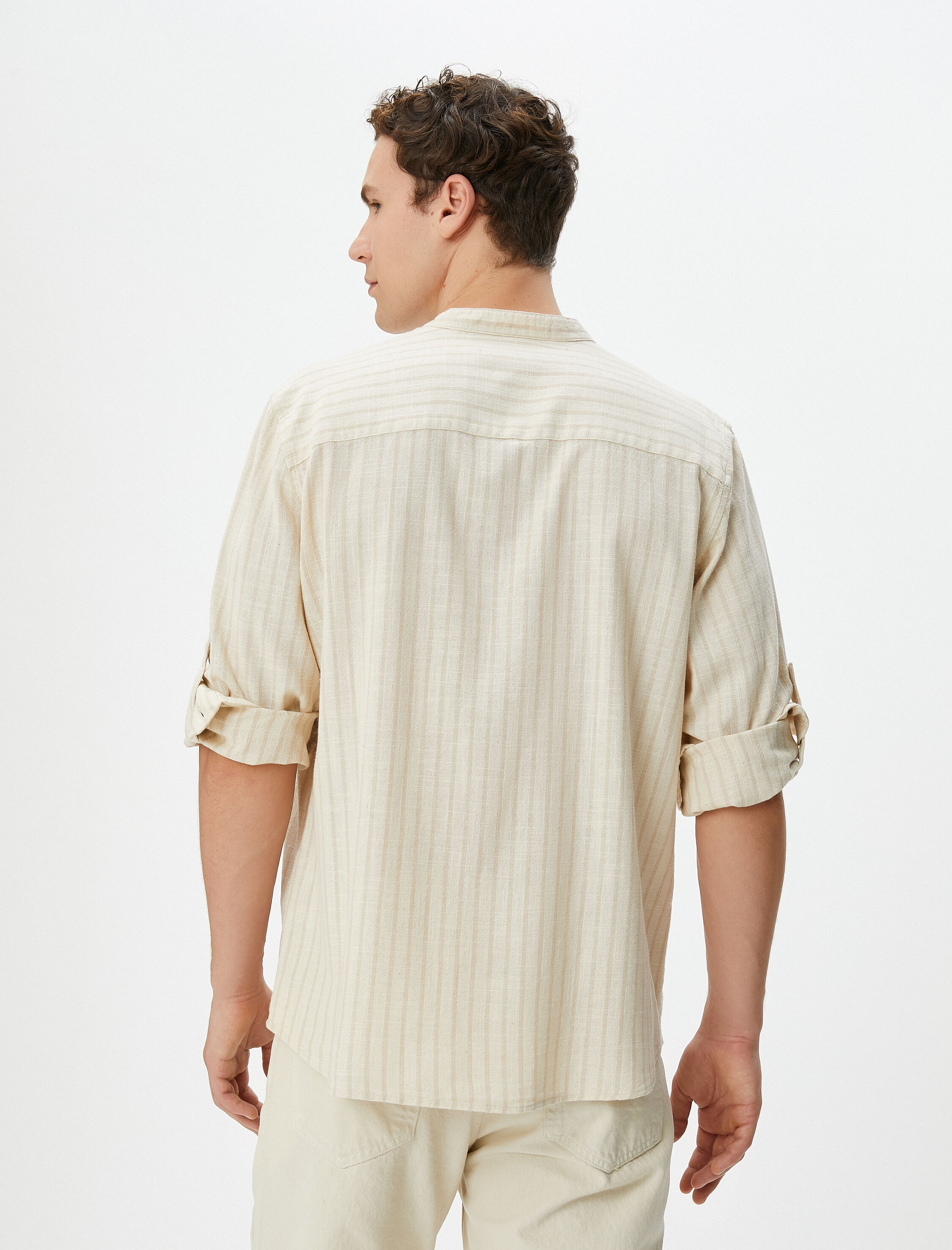   Hakim Yaka Gömlek Düğmeli Kıvrılabilir Kol Detaylı Regular Fit