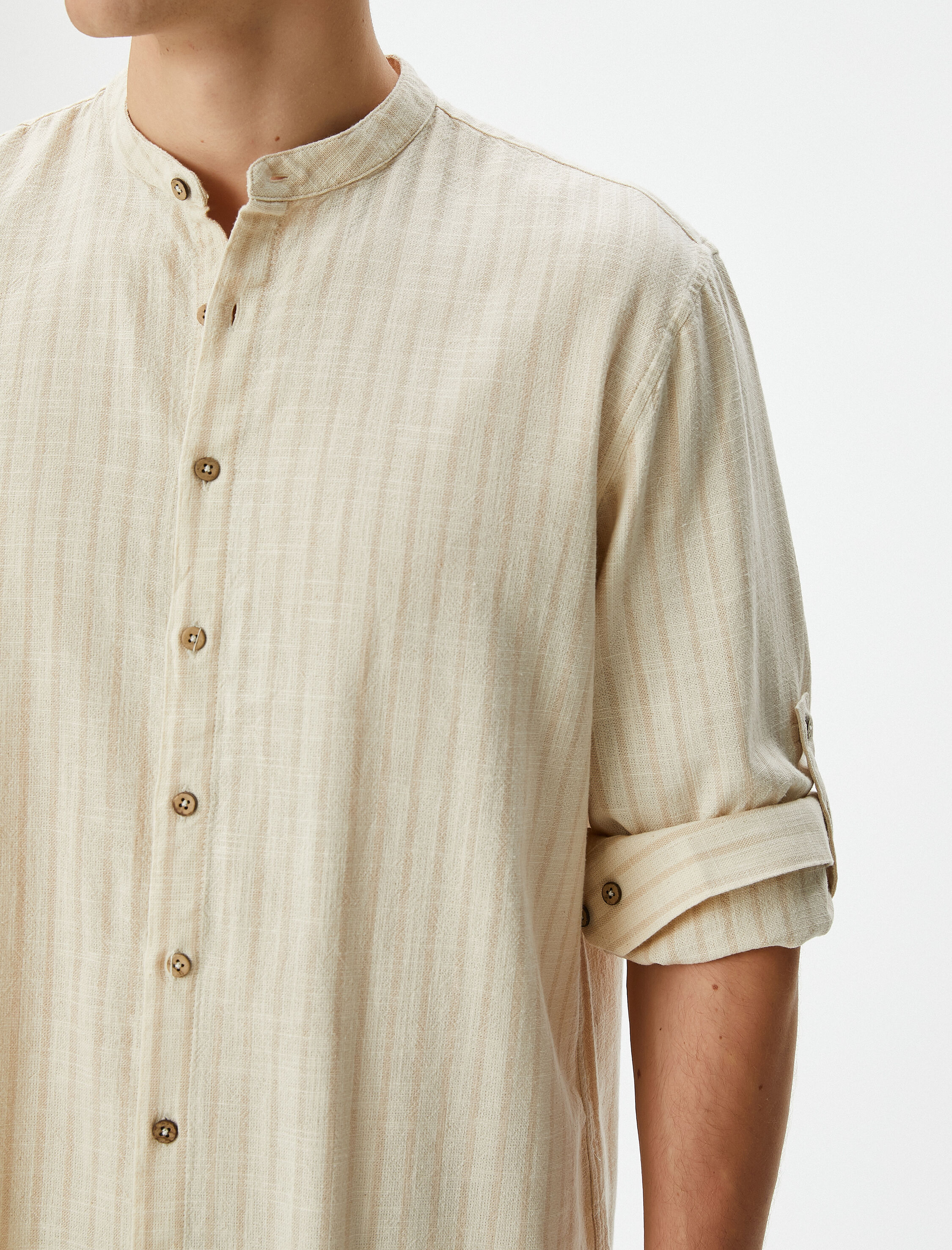   Hakim Yaka Gömlek Düğmeli Kıvrılabilir Kol Detaylı Regular Fit