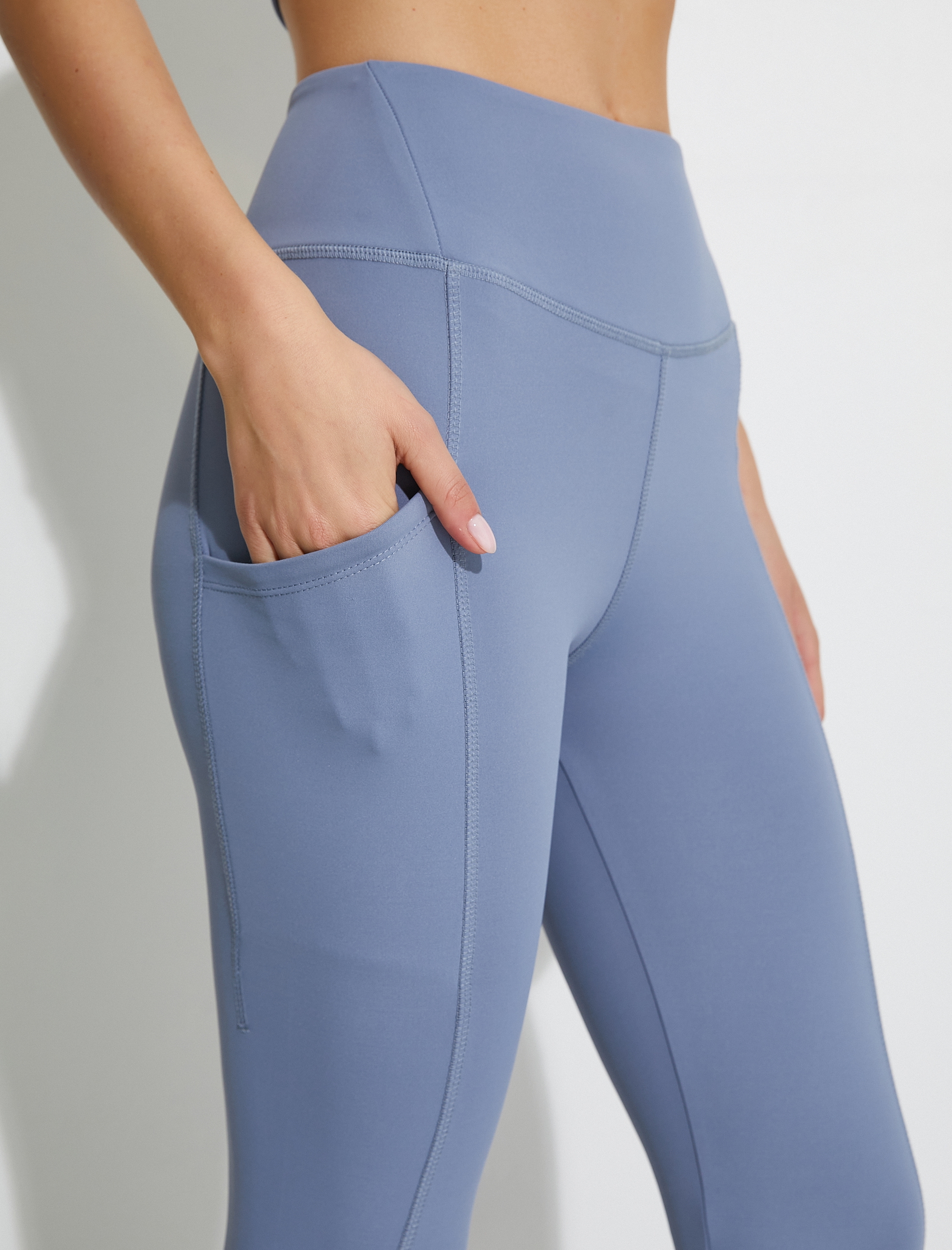 Cep Detaylı Yüksek Bel Spor Tayt Dikiş Detaylı Slim Fit