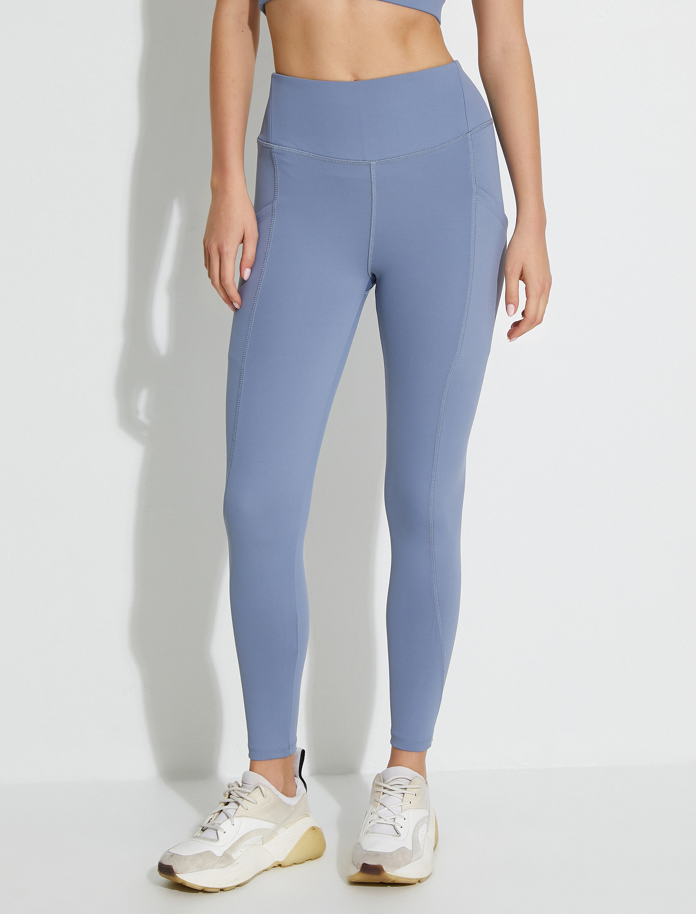 Cep Detaylı Yüksek Bel Spor Tayt Dikiş Detaylı Slim Fit