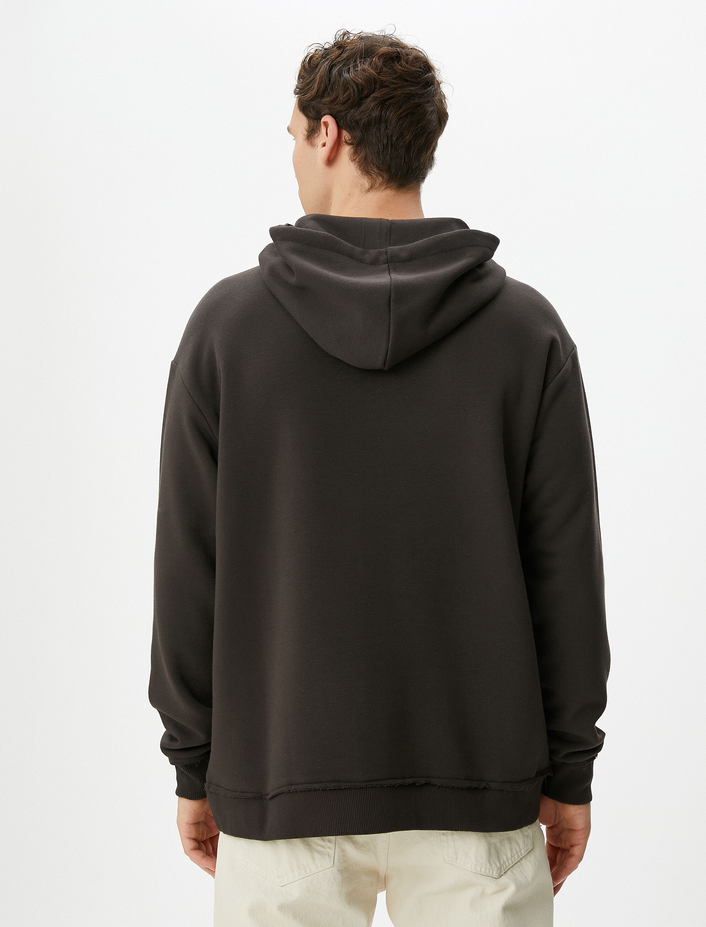   Oversize Kapşonlu Sweatshirt Mistik Baskılı Sloganlı Şardonlu