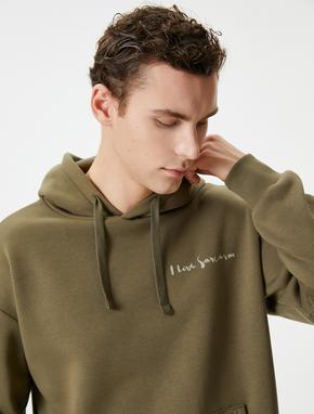 Arkası Baskılı Hoodie Oversize Sloganlı Kanguru Cep Detaylı_1