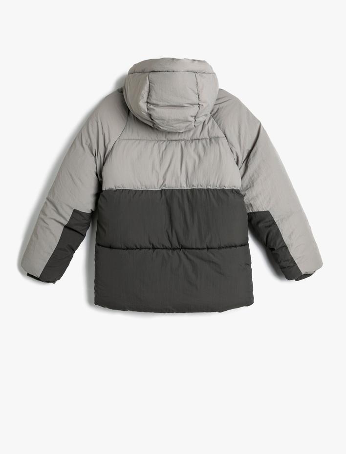 Erkek Çocuk Şişme Mont Kapüşonlu Peluş Astarlı Cepli