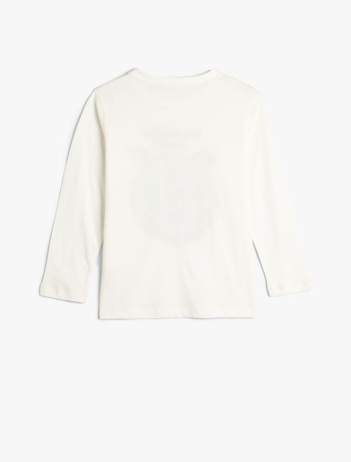 Erkek Çocuk Tişört Uzun Kollu Kaplan Baskılı Bisiklet Yaka Pamuklu