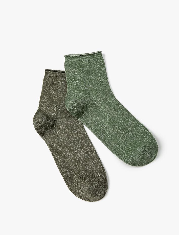 Kadın Basic 2'li Kısa Soket Çorap Seti Çok Renkli