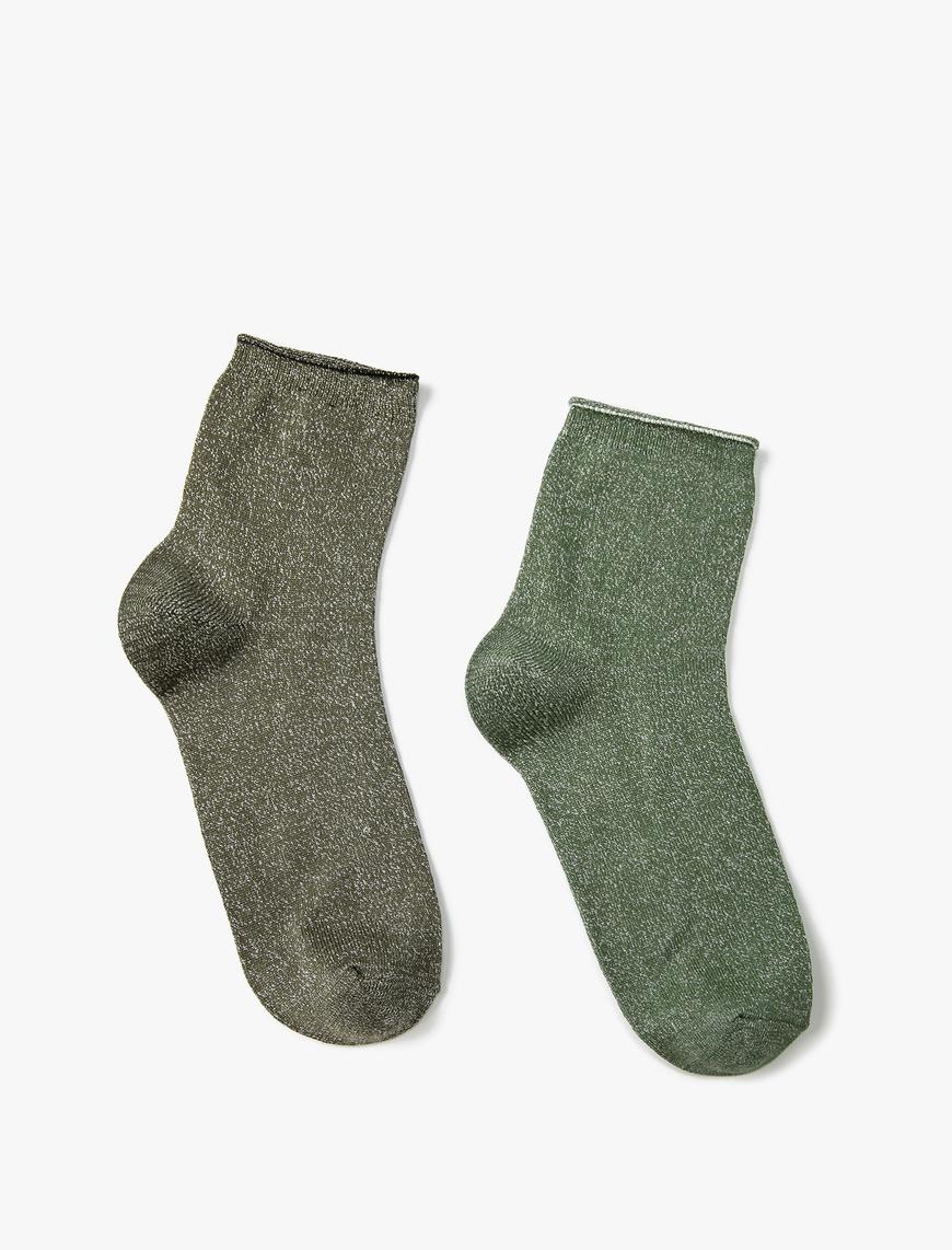  Kadın Basic 2'li Kısa Soket Çorap Seti Çok Renkli