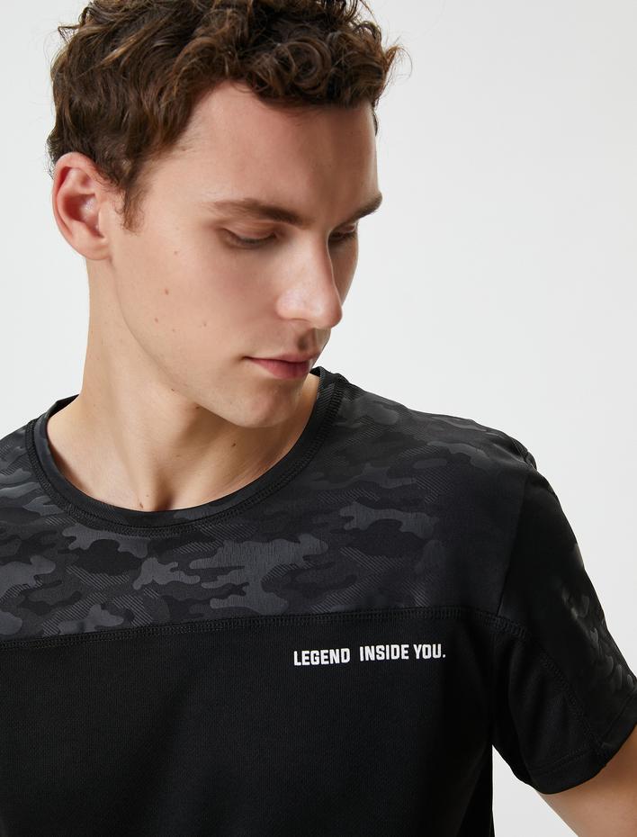  Spor Tişört Kamuflaj Baskılı Bisiklet Yaka Kısa Kollu