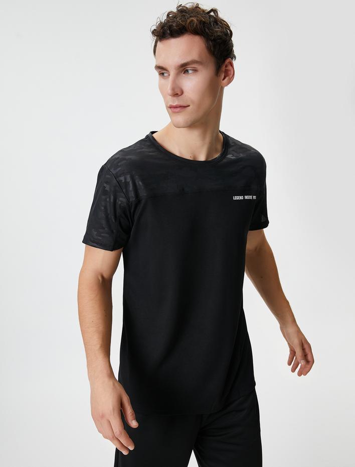  Spor Tişört Kamuflaj Baskılı Bisiklet Yaka Kısa Kollu