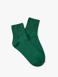 Soket Çorap Metal Renkli Boncuk İşlemeli