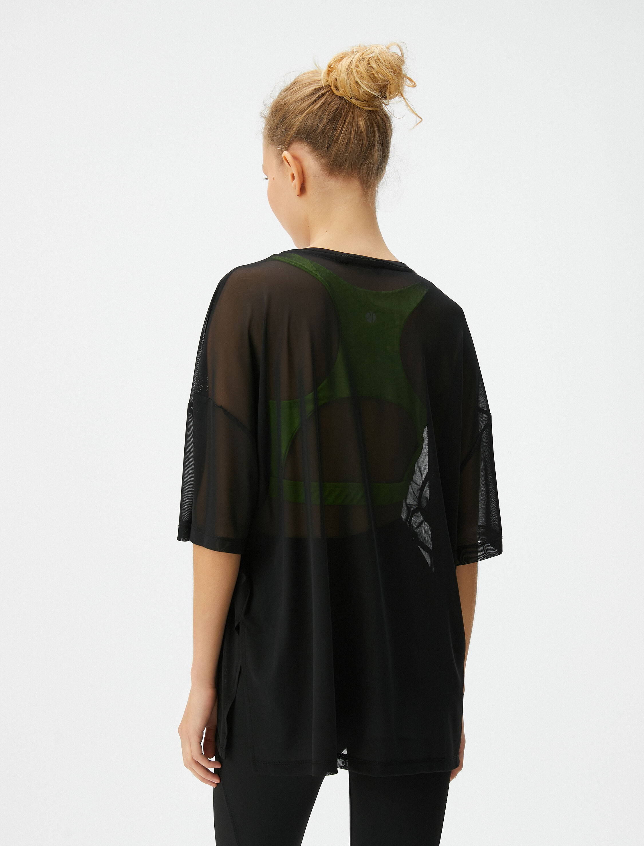   Tül Spor Tişört Oversize Kısa Kollu Bisiklet Yaka