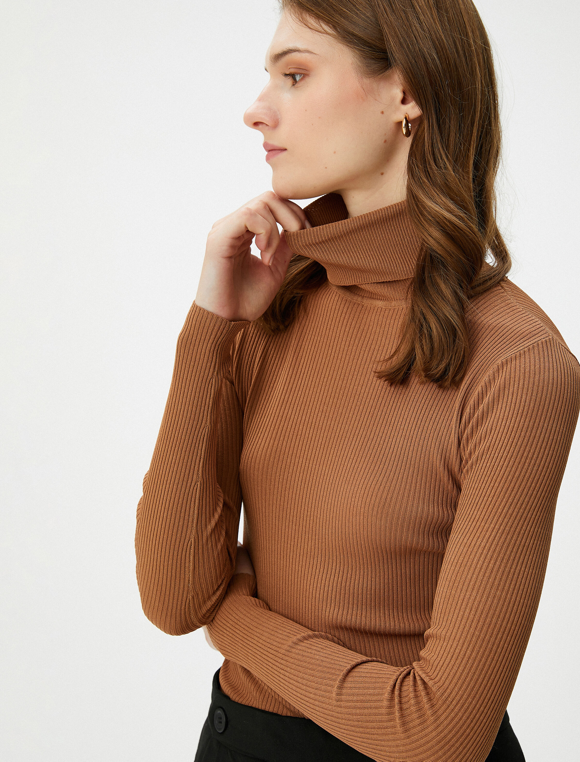   Boğazlı Kazak Basic Fitilli