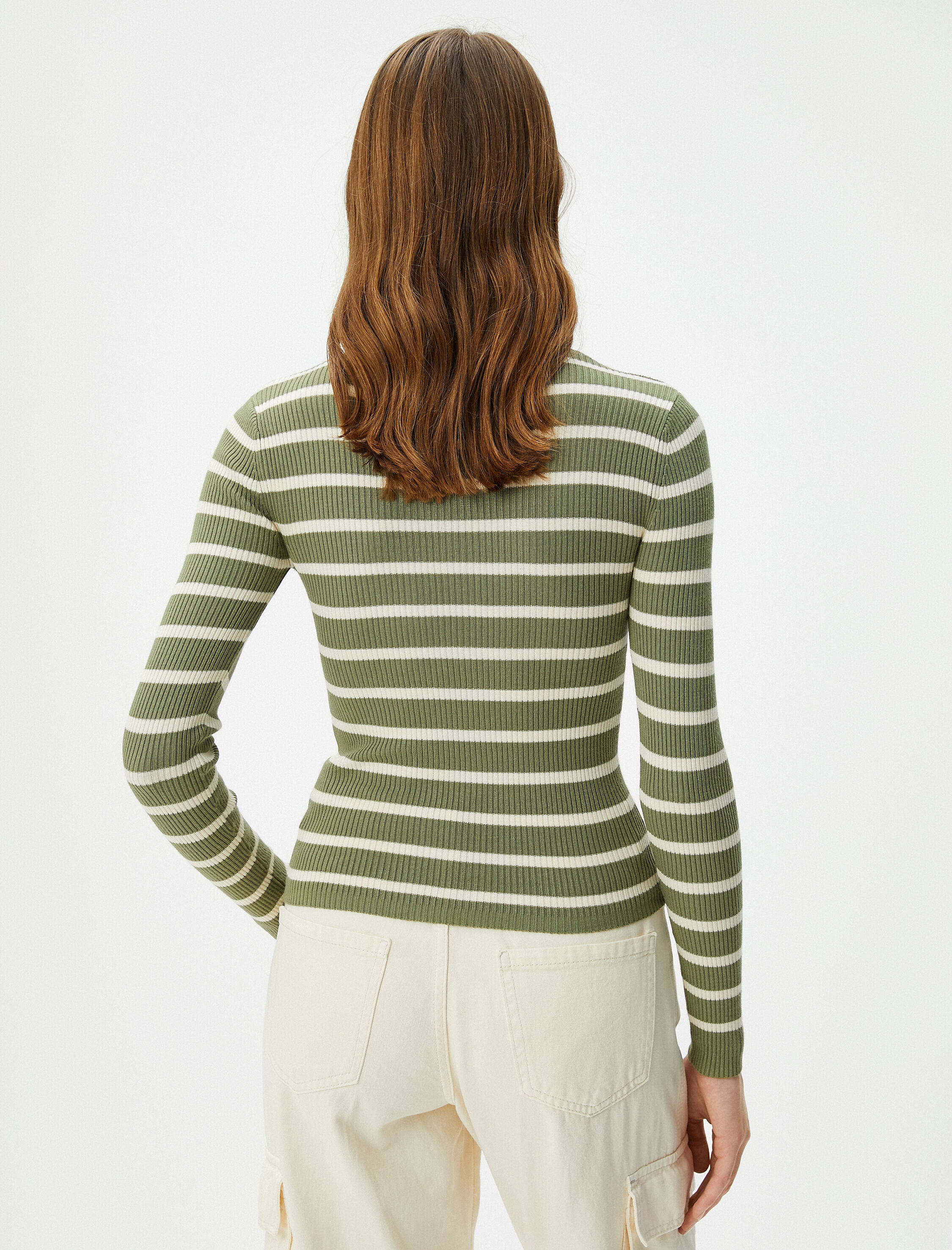   Basic Kazak Bisiklet Yaka Fitilli Regular Fit