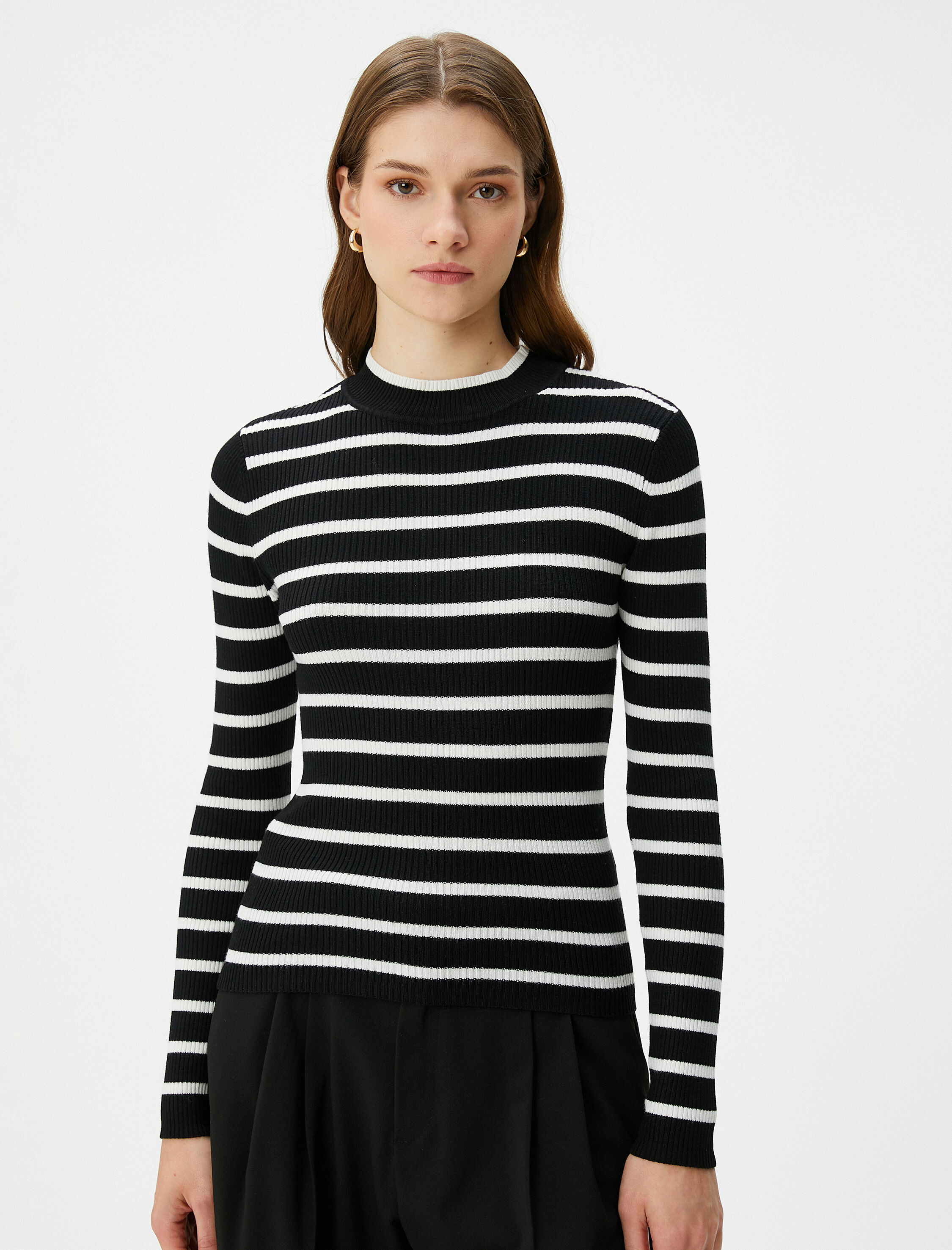   Basic Kazak Bisiklet Yaka Fitilli Regular Fit