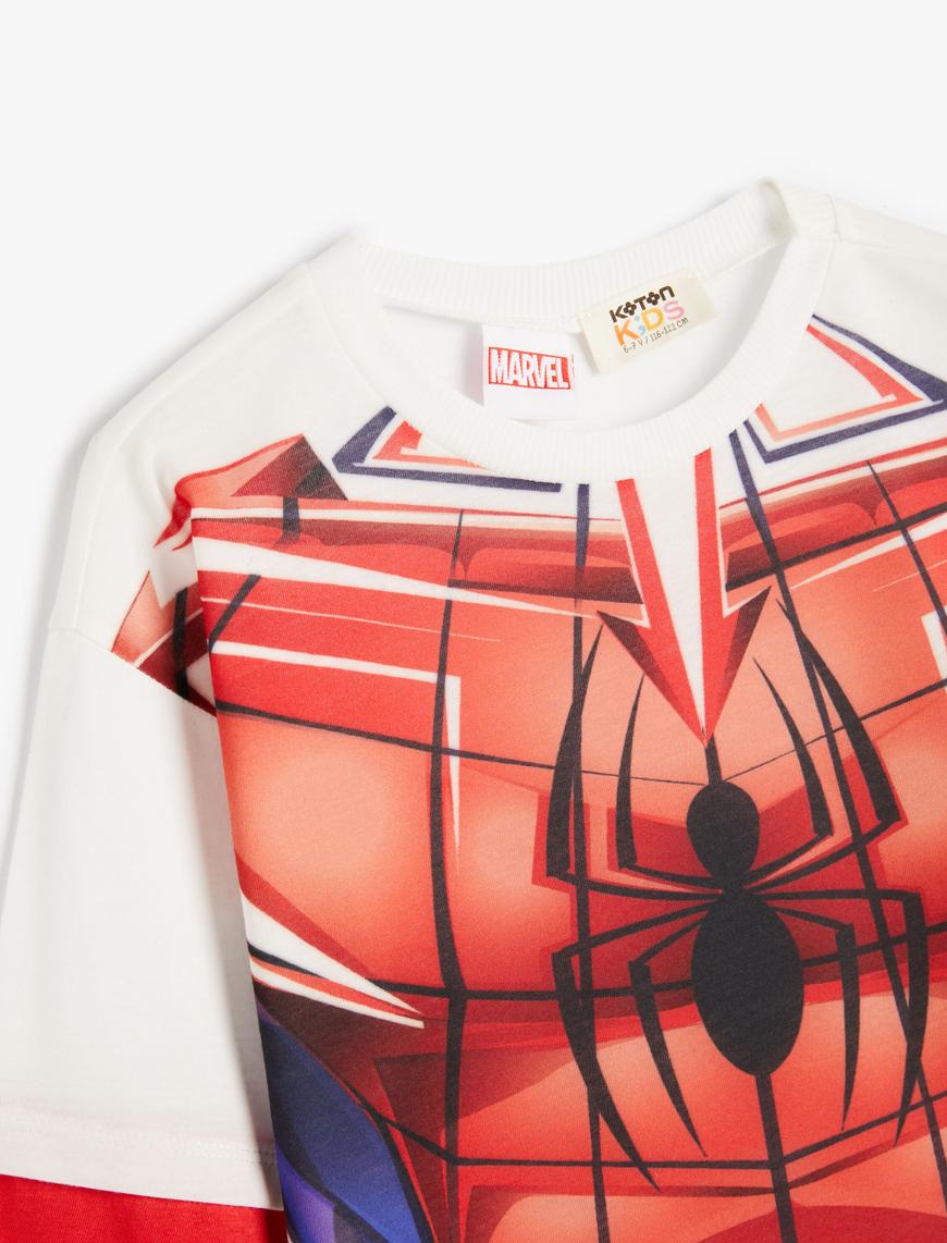  Erkek Çocuk Spiderman Tişört Lisanslı Uzun Kollu Bisiklet Yaka Baskılı Pamuklu