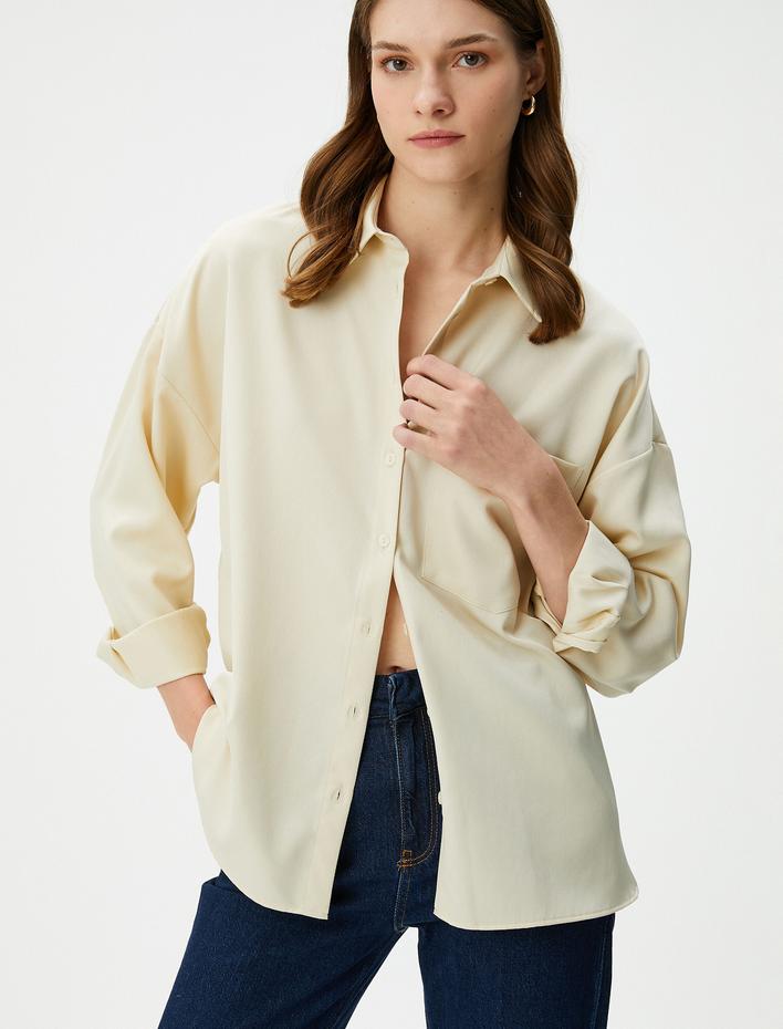  Uzun Kollu Gömlek Düğmeli Cep Detaylı Regular Fit