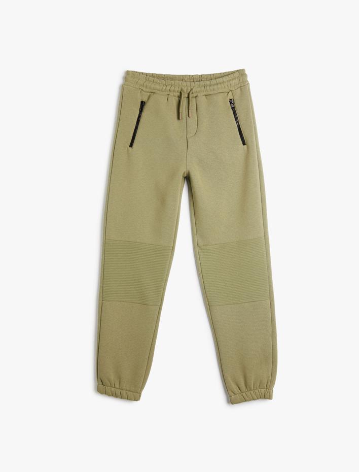 Erkek Çocuk Jogger Eşofman Altı Fermuar Detaylı Şardonlu Pamuklu