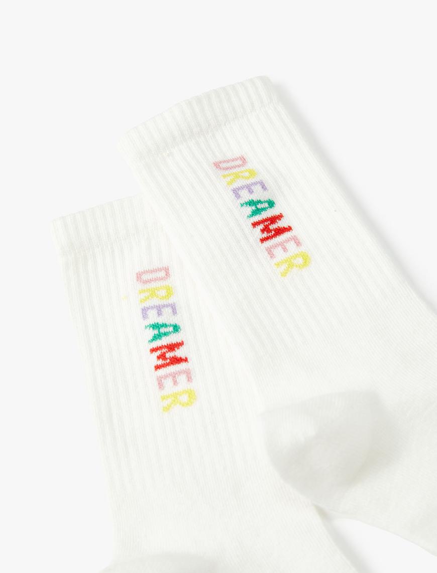  Kadın Soket Çorap Slogan Desenli