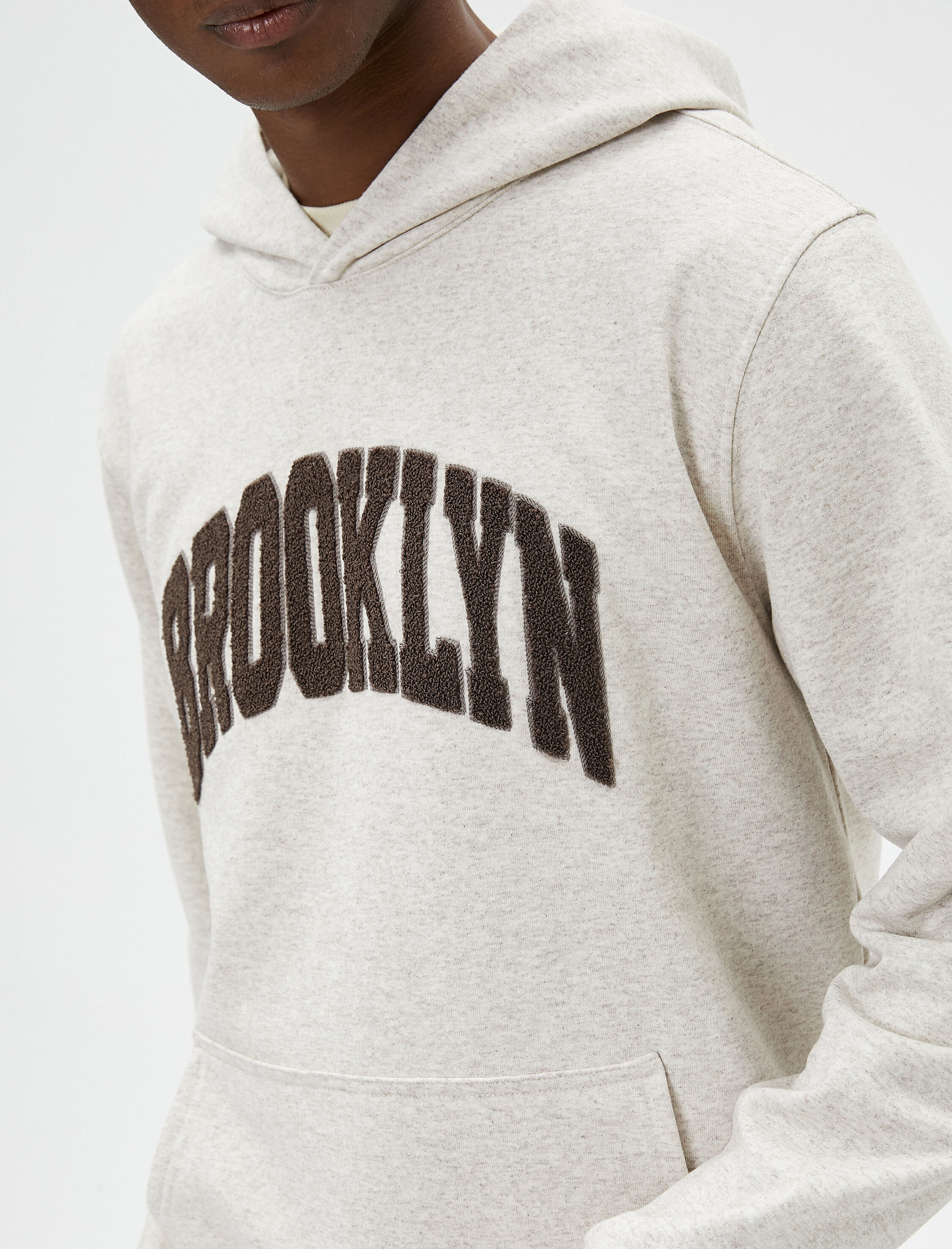   Kolej Sweatshirt Kapşonlu Baskılı Kanguru Cep Detaylı Şardonlu