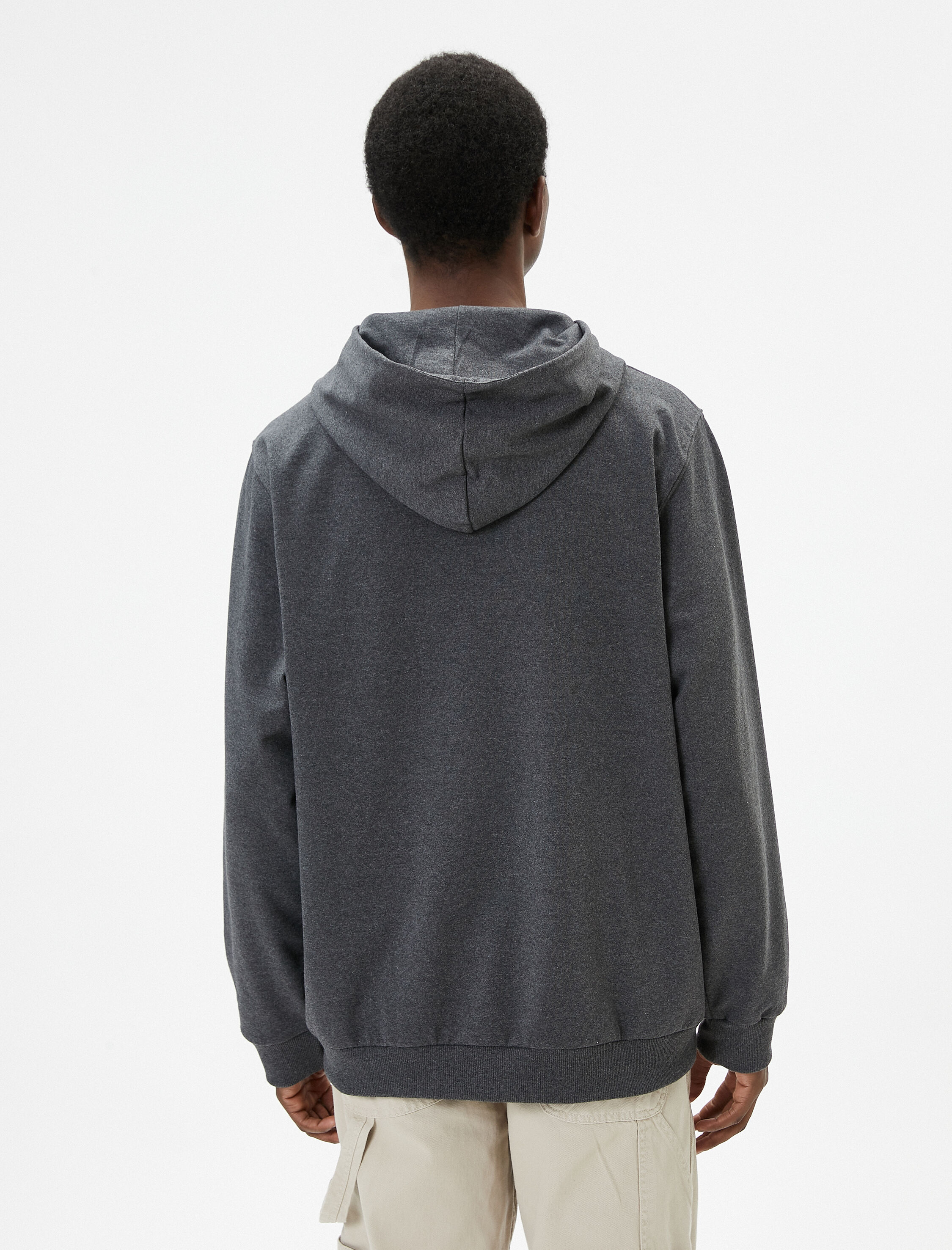   Kapşonlu Kolej Sweat Slogan İşlemeli Uzun Kollu