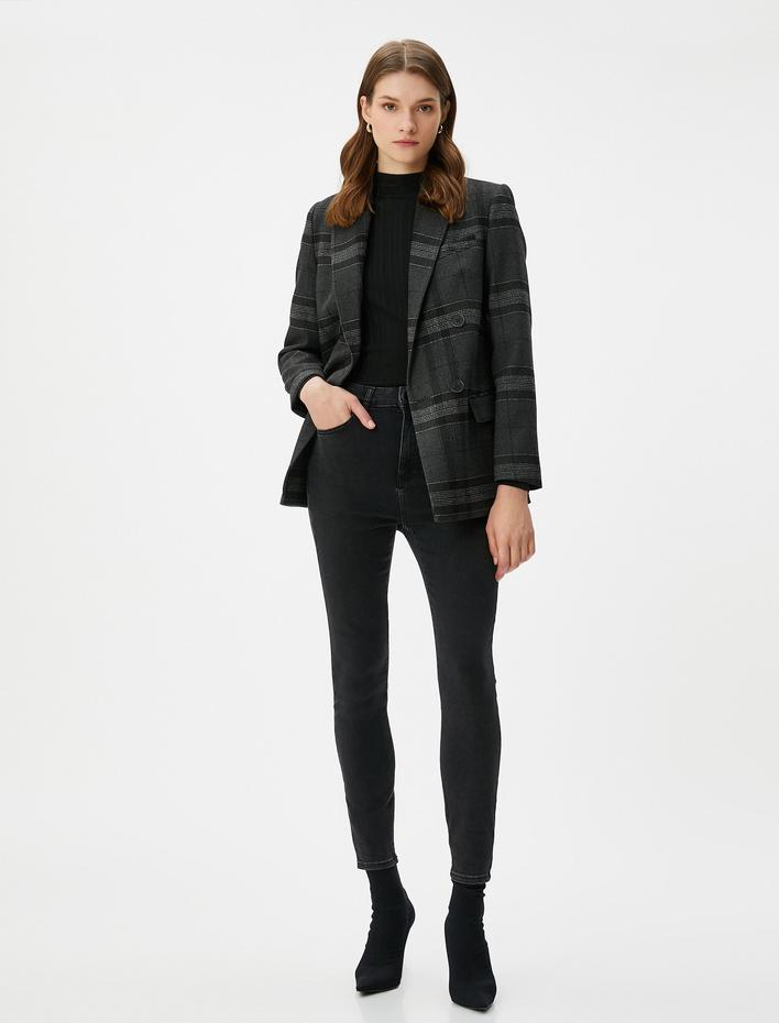  Yüksek Bel Kot Pantolon Dar Paça Dar Kesim - Carmen Jean