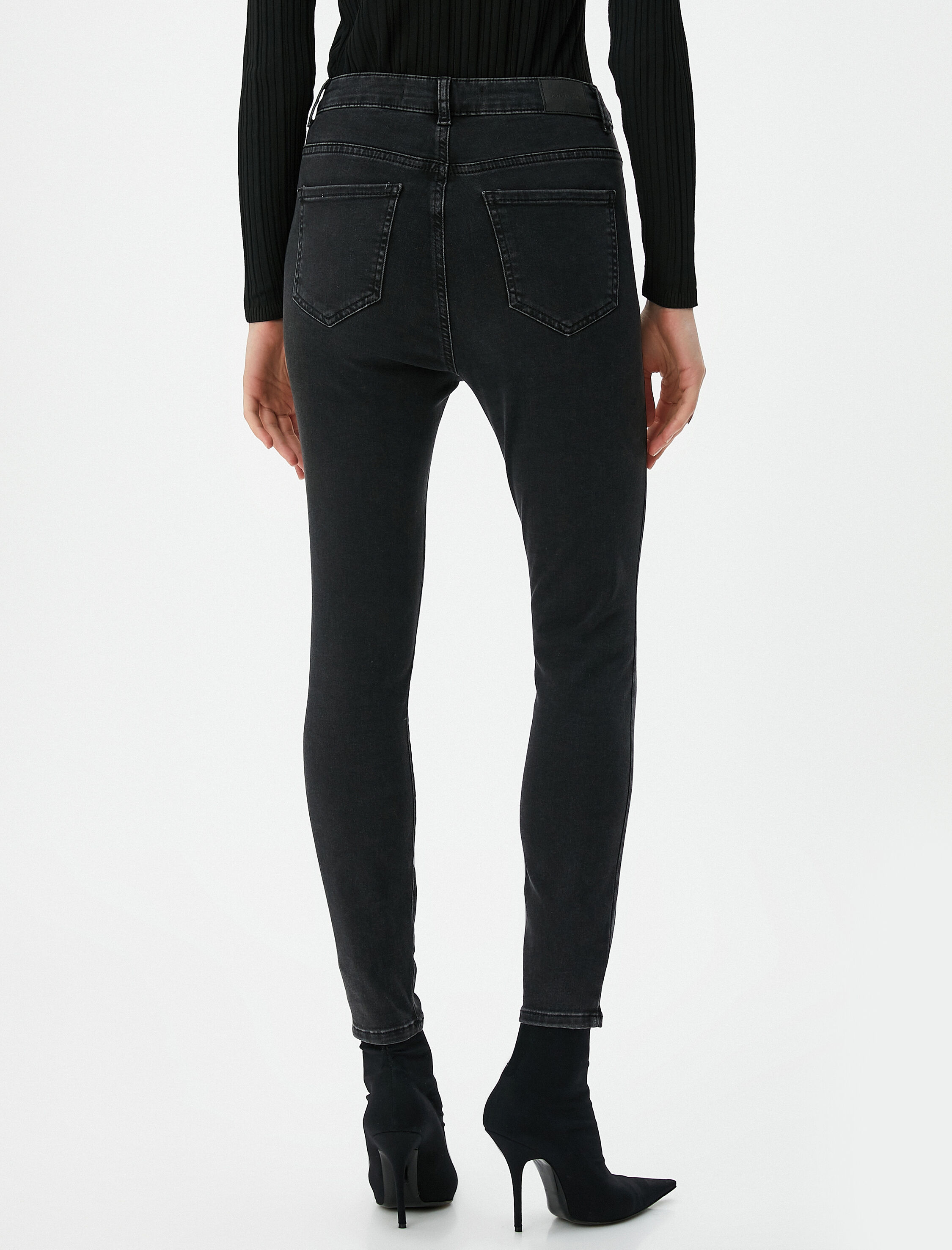   Yüksek Bel Kot Pantolon Dar Paça Dar Kesim - Carmen Jean