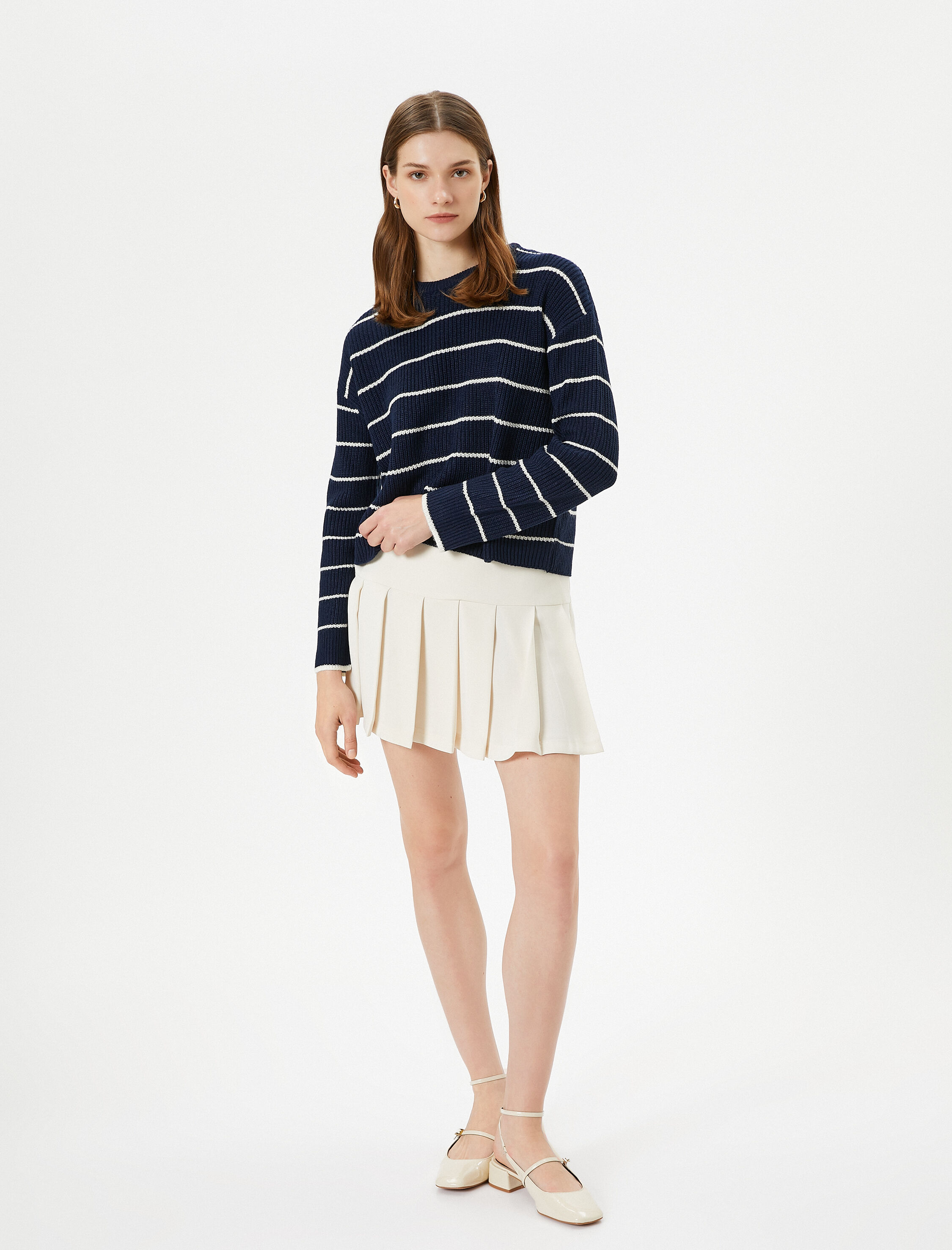   Örgü Kazak Bisiklet Yaka Uzun Kollu