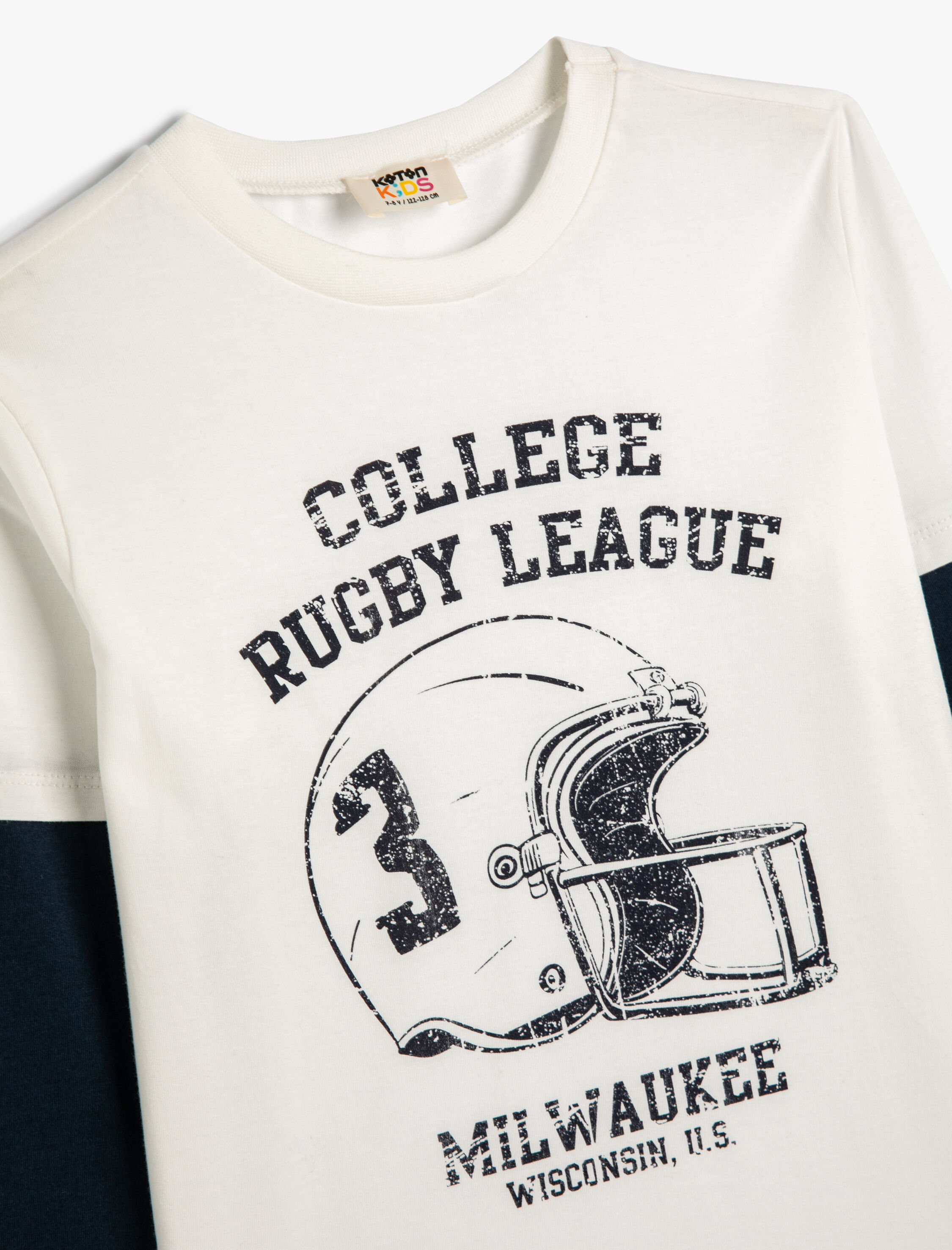  Erkek Çocuk Kolej Tişört Uzun Kollu Bisiklet Yaka Baskı Detaylı Pamuklu