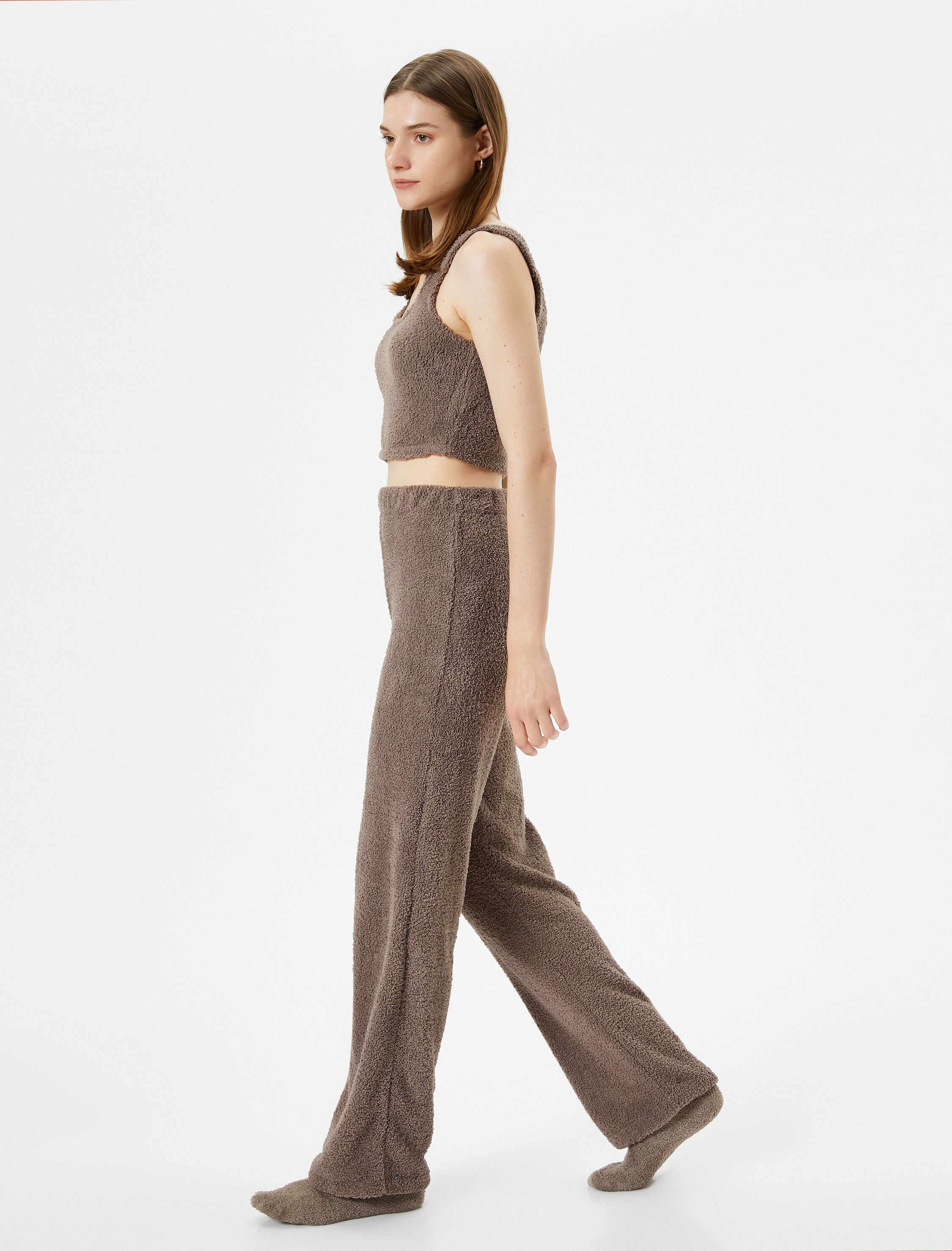   Polar Pijama Altı Beli Lastikli Düz Paça