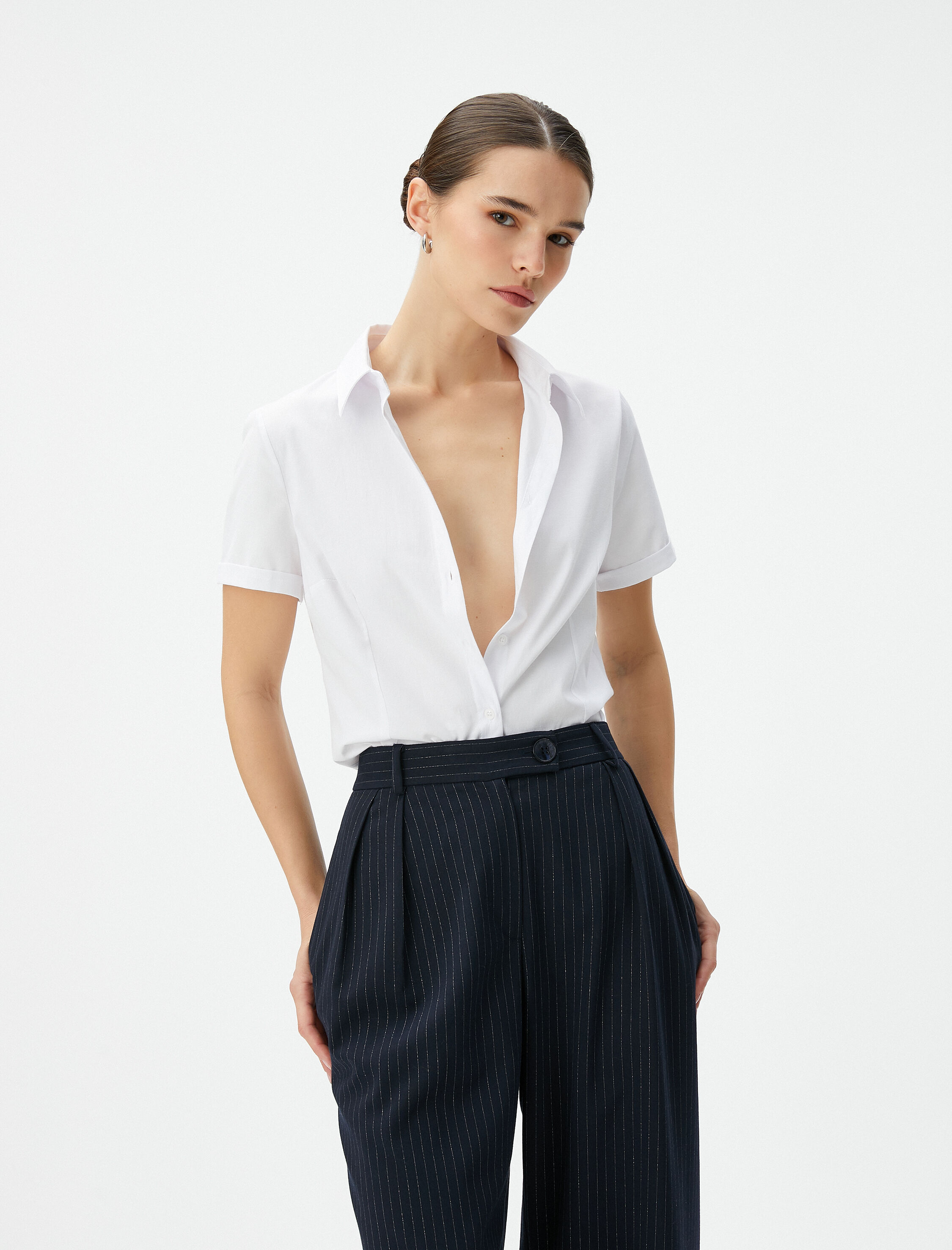   Kısa Kollu Gömlek Klasik Slim Fit Düğmeli