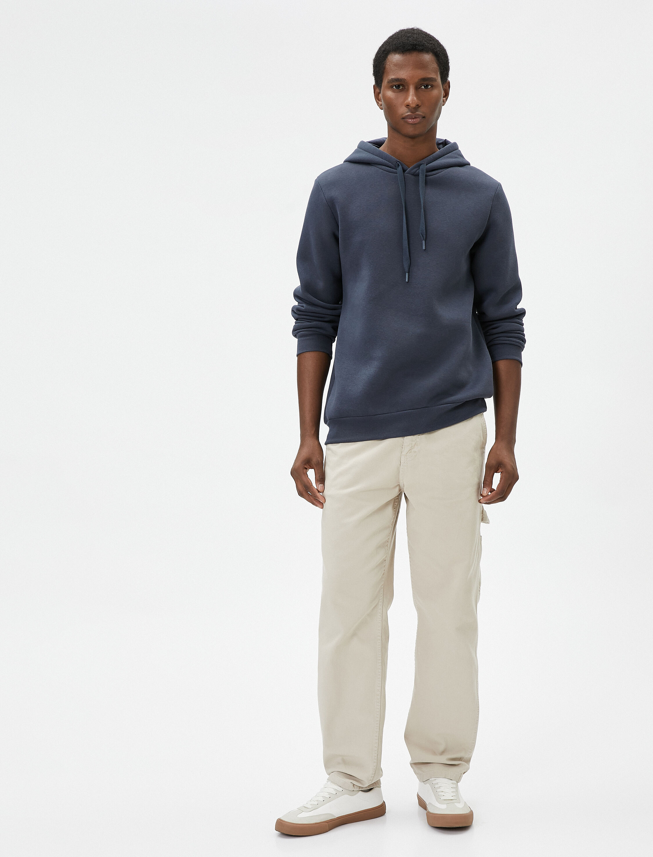   Basic Kapşonlu Sweatshirt Uzun Kollu Ribanalı Şardonlu