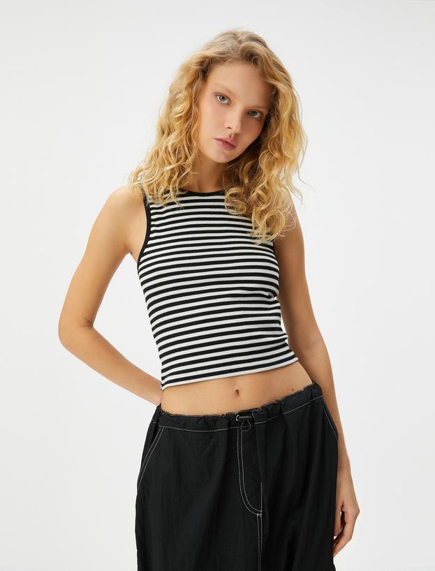 Halter Yaka Kolsuz Tişört Slim Fit Viskon Kumaş_0