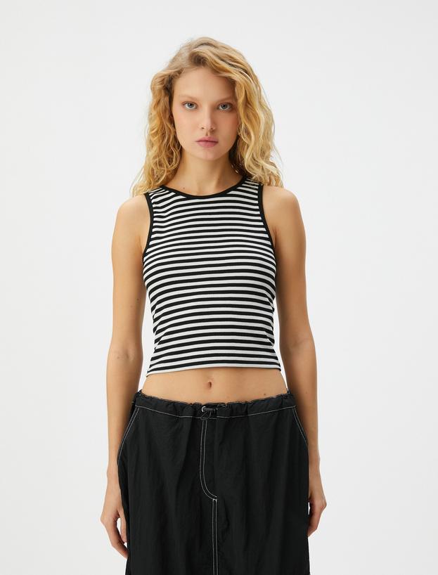 Halter Yaka Kolsuz Tişört Slim Fit Viskon Kumaş_2