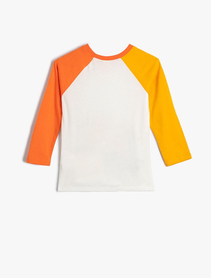 Erkek Bebek Hayvanlar Baskılı Tişört Uzun Kollu Bisiklet Yaka