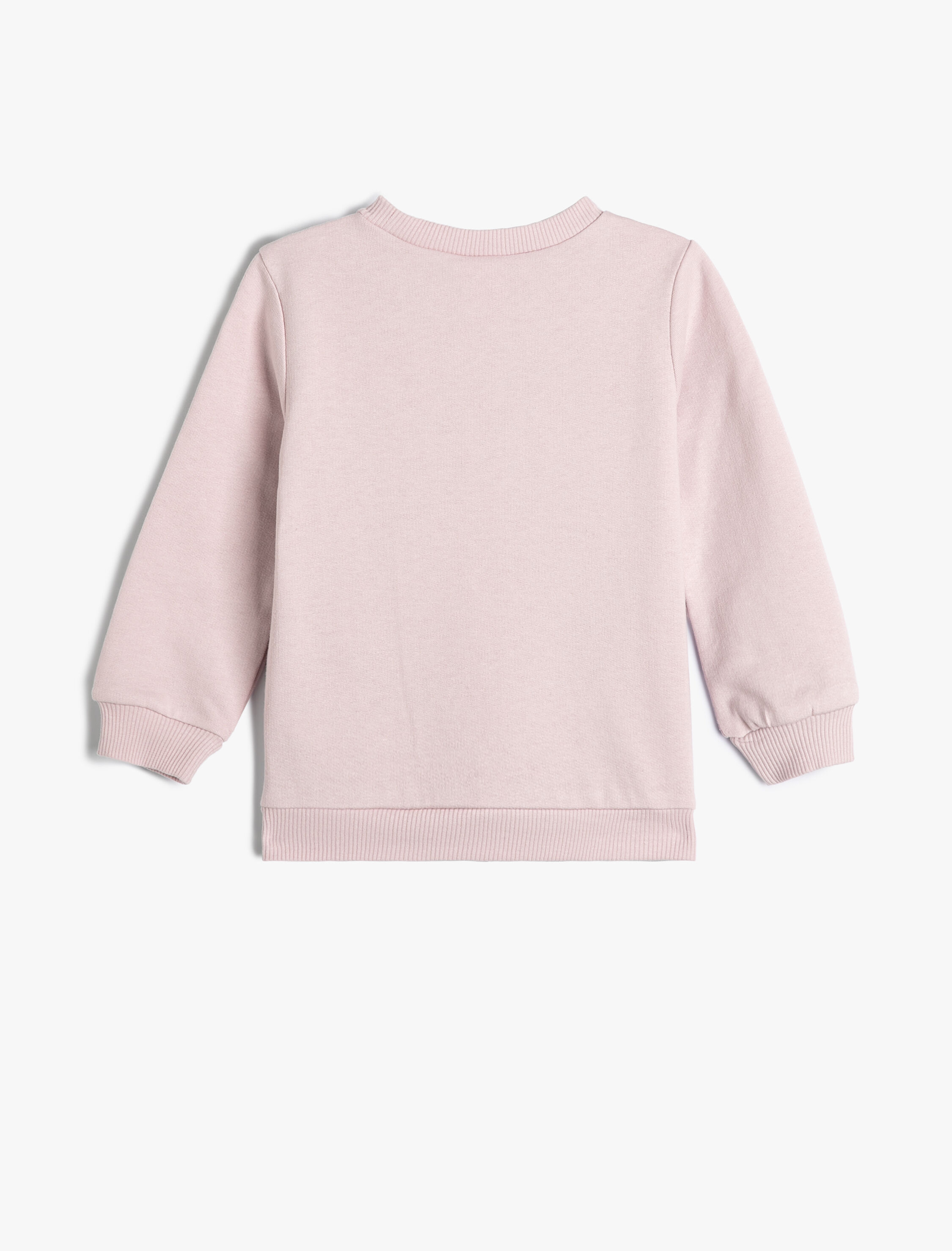  Kız Bebek Sweatshirt Kedi Baskılı Uzun Kollu Bisiklet Yaka Pamuklu Şardonlu