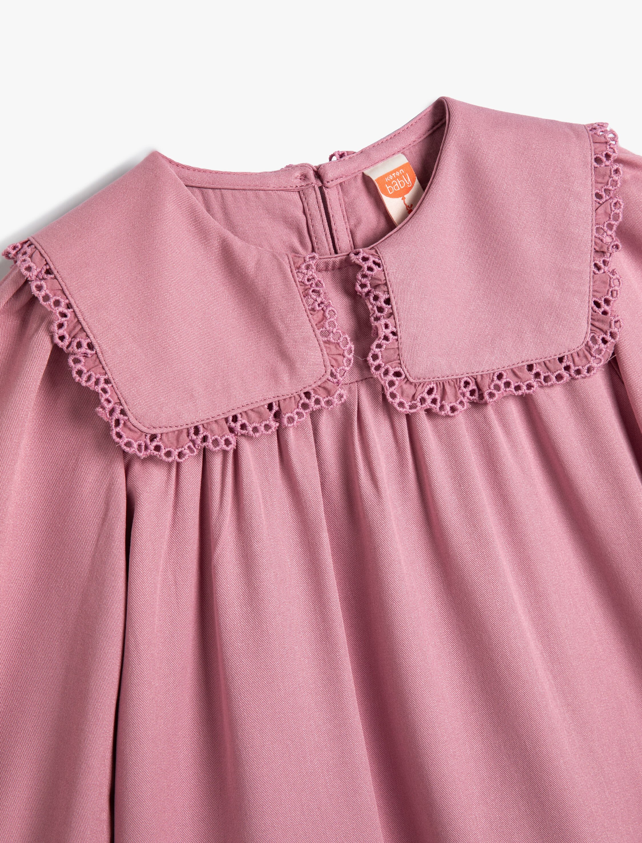  Kız Bebek Elbise Uzun Kollu Bebe Yaka Fisto Detaylı Manşetleri Lastikli