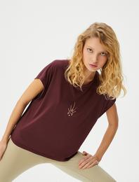 Modal Kumaş Yoga Tişört Kolsuz Arkası Pencere Detaylı Varak Baskı Detaylı