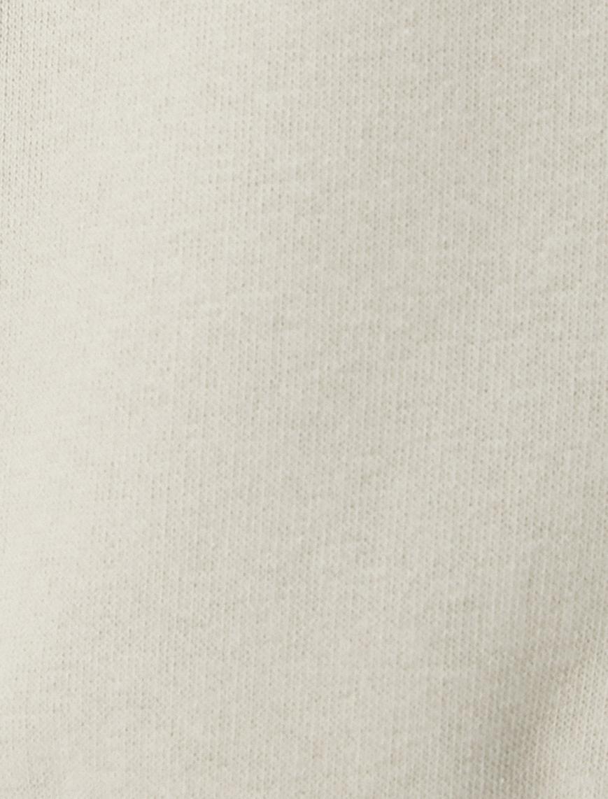   Rahat Kalıp Sweatshirt Renk Bloklu Baskılı Şardonlu Bisiklet Yaka Uzun Kollu