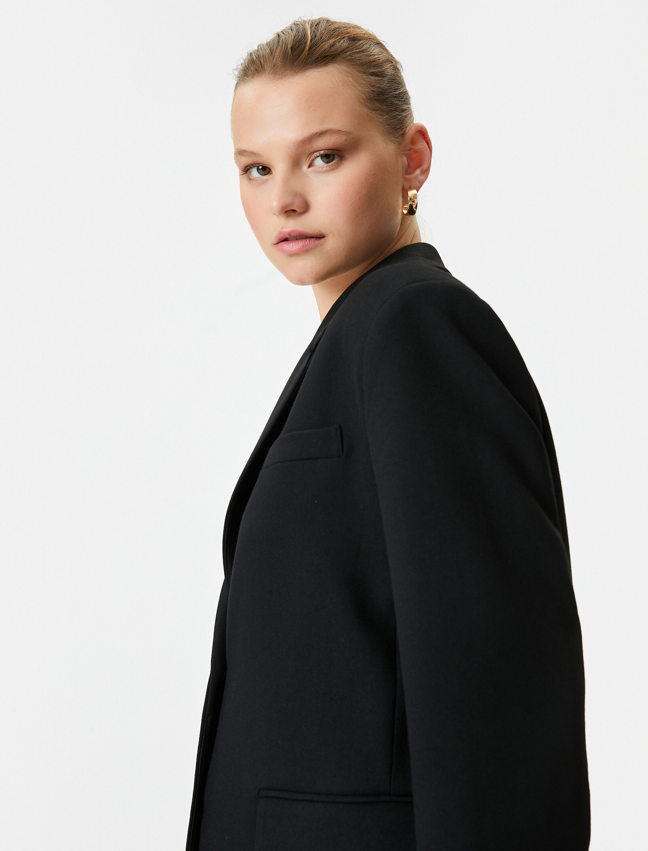   Klasik Blazer Ceket Düğmeli Kapaklı Cepli