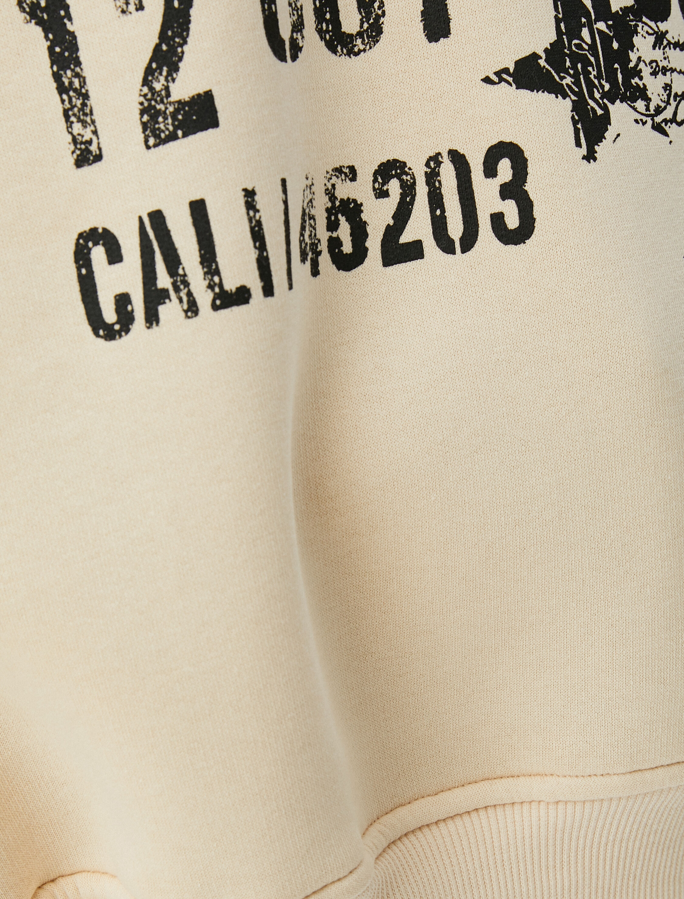   Şardonlu Baskılı Sweatshirt Uzun Kollu Bisiklet Yaka Pamuk Karışımlı