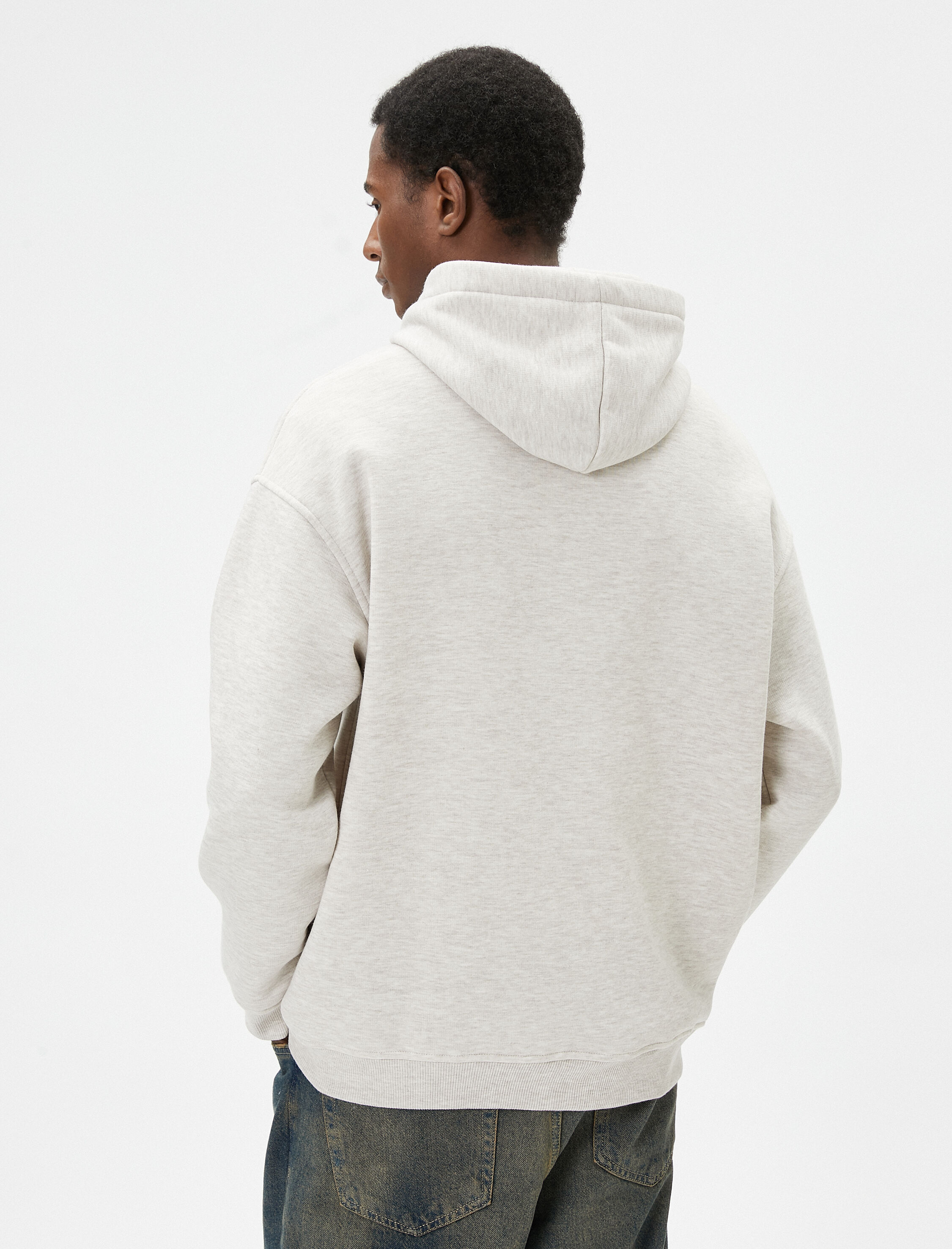 Oversize Kapşonlu Sweatshirt Dikiş Detaylı Uzun Kollu Şardonlu