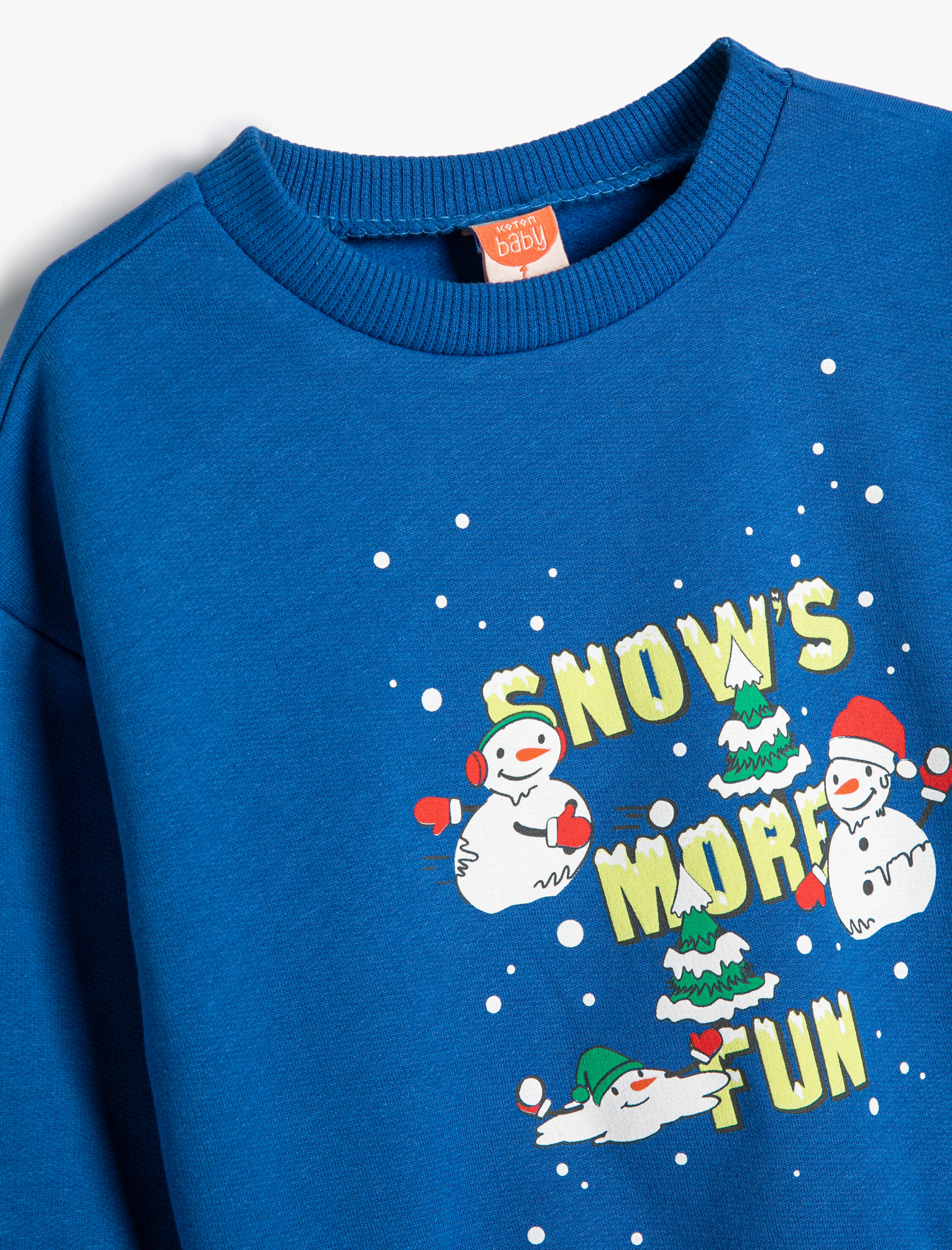  Erkek Bebek Sweat Kardan Adam Baskılı Uzun Kollu Şardonlu Pamuklu