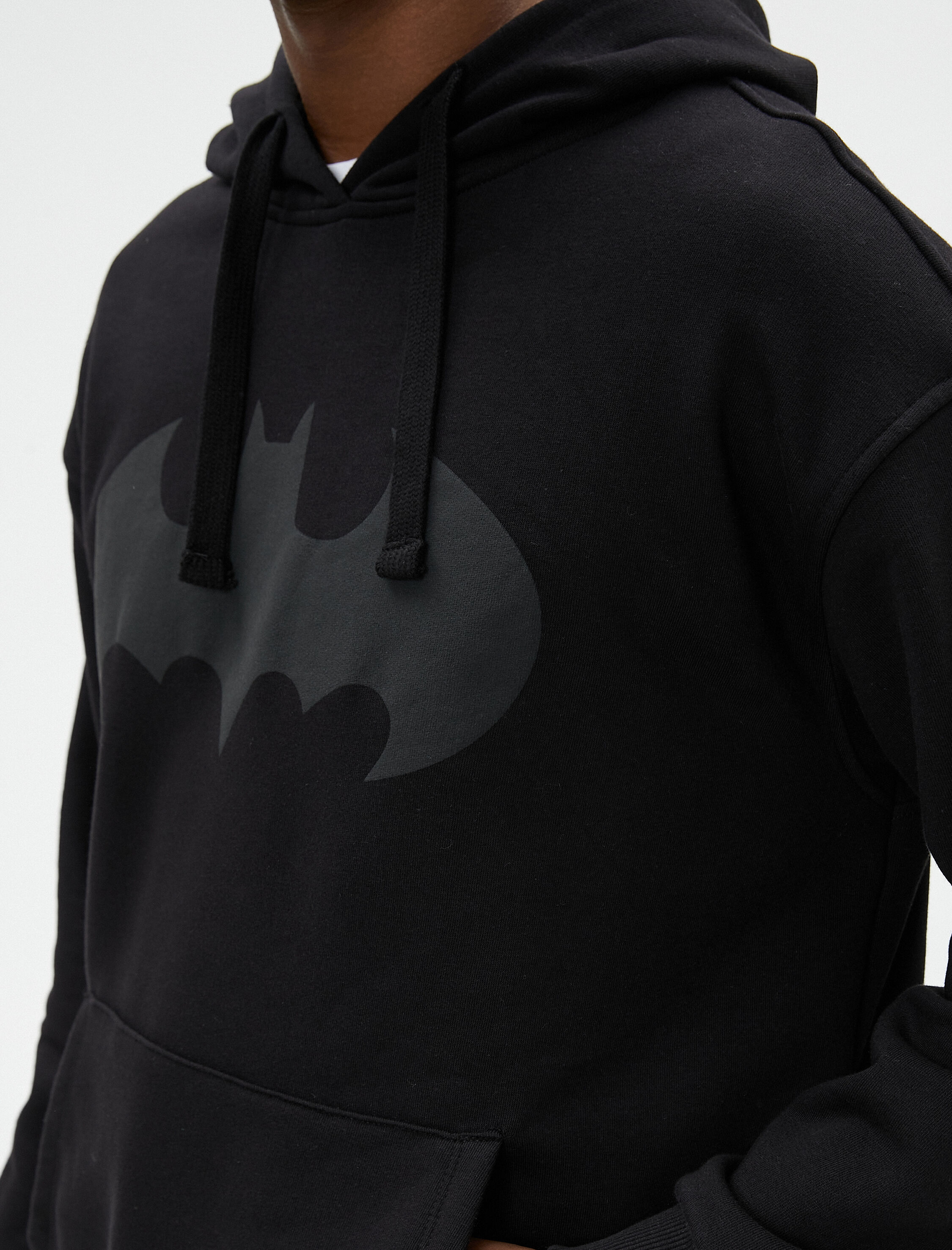   Batman Oversize Hoodie Kanguru Cepli Lisanslı Baskılı Şardonlu